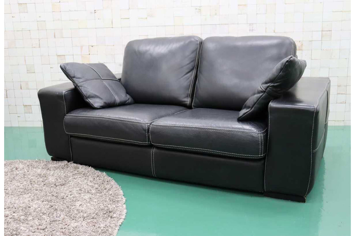 GMEH288○ASPLUND / アスプルンド 2人掛けソファ ラブソファ 2シーター ワイドアーム 本革 ブラック カジュアル モダン