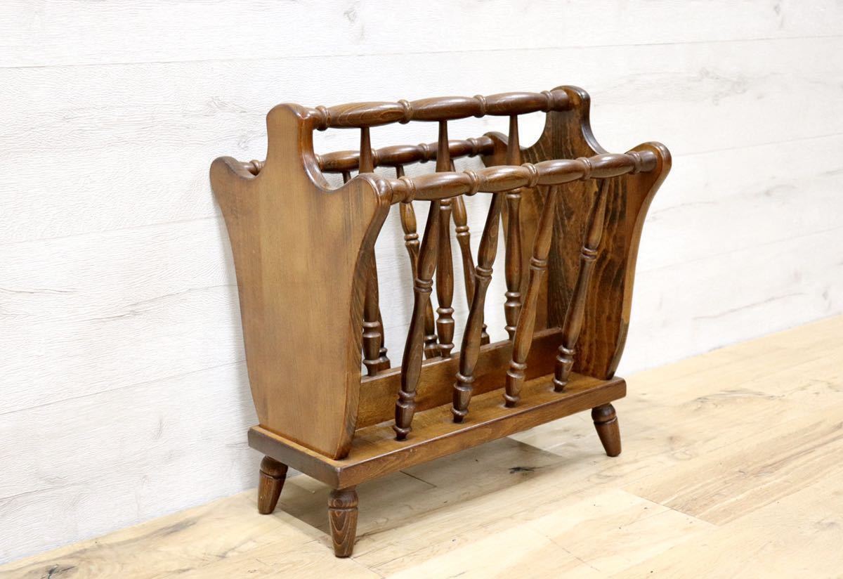 GMET281○飛騨産業 / HIDA キツツキ マガジンラック スリッパラック レトロ アンティーク