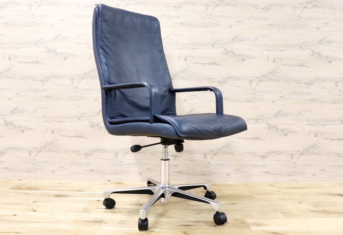 GMFK366B○mobilia / モビリア Alfred Kill International エグゼクティブチェア デスクチェア ハイバック 本革 希少 ヴィンテージ 約40万