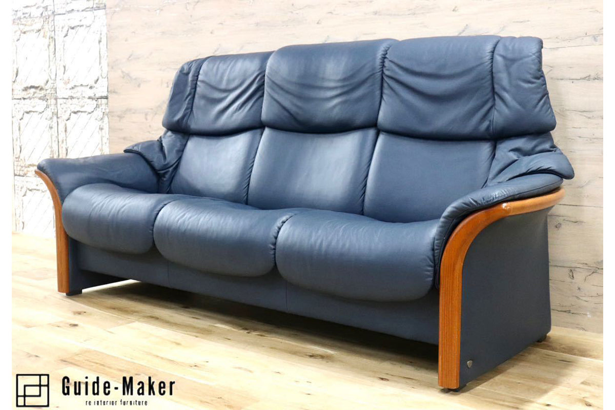 GMFK476○EKORNES / エコーネス エルドラド ハイバック 3人掛けソファ トリプルソファ 総革 北欧 ノルウェー ストレスレス  定価約77万