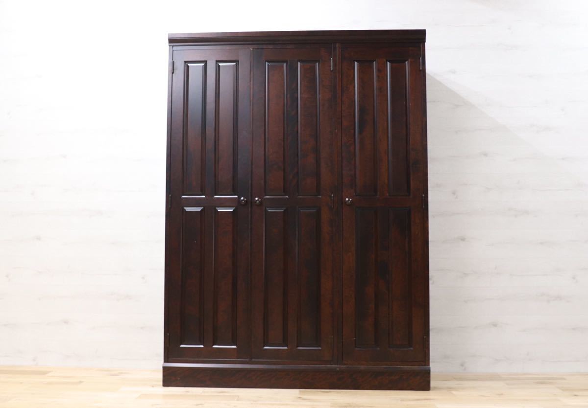 GMEK227○北海道民芸家具 OM763 ワードローブ 洋服箪笥 洋ダンス 樺材 最高級 定価約81.5万