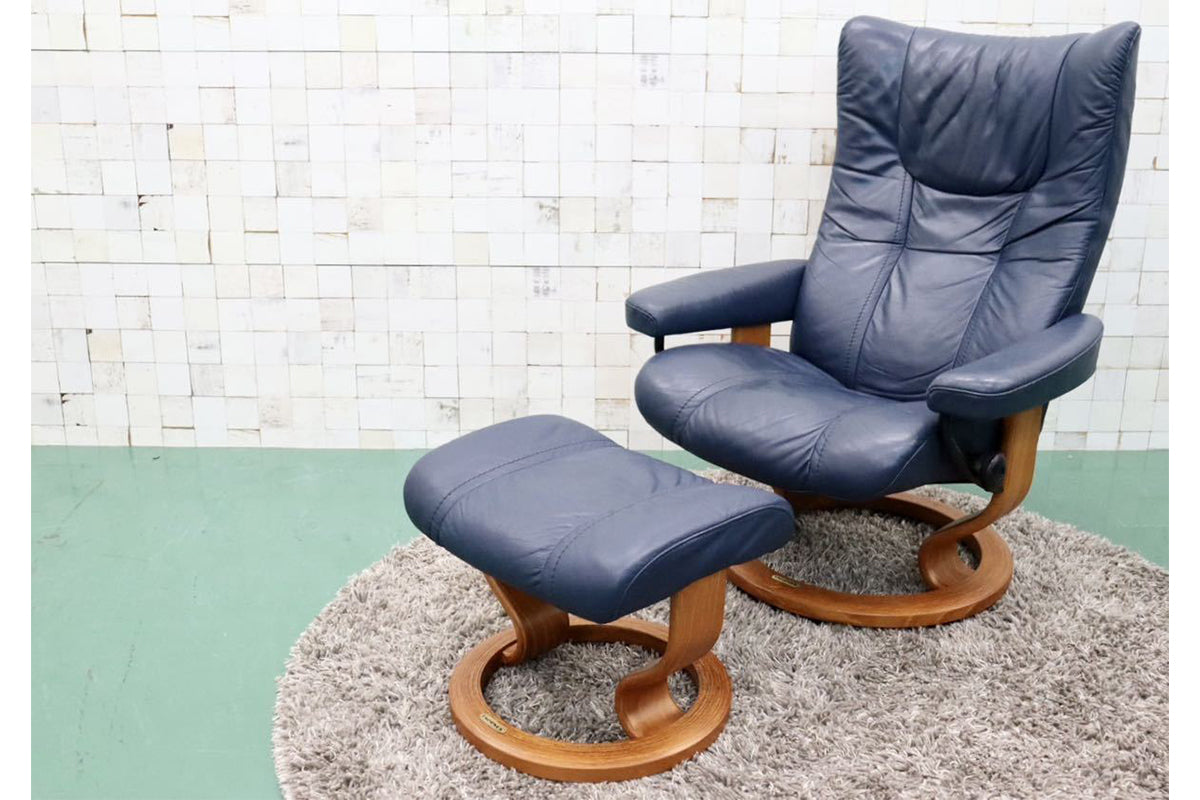 最安値人気EKORNES/エコーネス ストレスレスリクライニング一人掛けソファ オットマン付き 1P レザー Sサイズ ボルドーカラー A 1人用