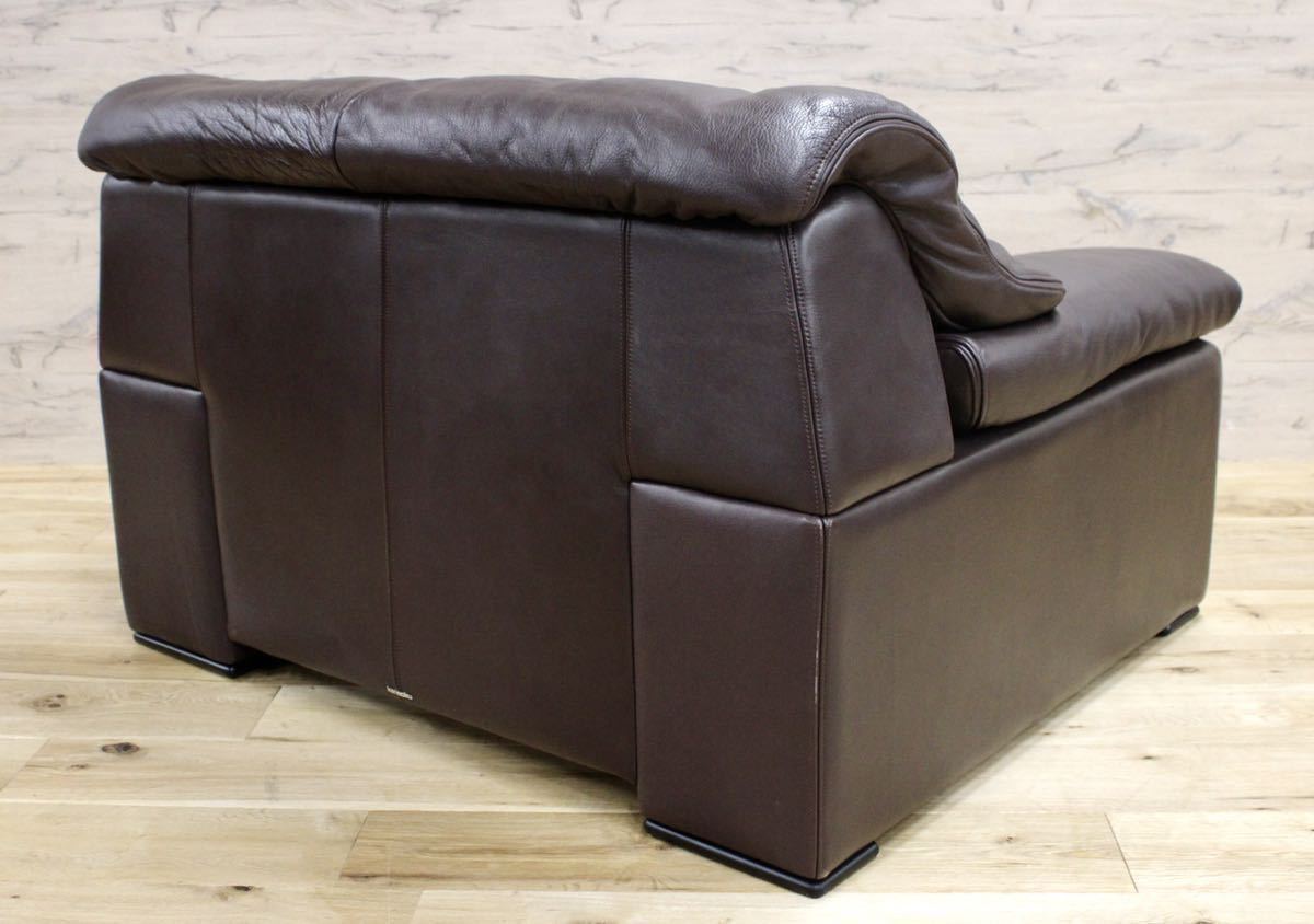 GMFN10F○karimoku / カリモク 1人掛けソファ シングルソファ 総本革 定価約27万 応接 肘掛け椅子 高級 家具 モダン 廃番