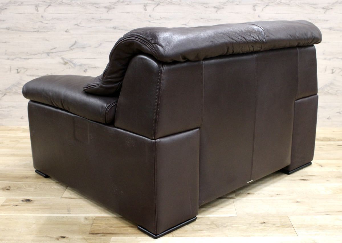 GMFN10F○karimoku / カリモク 1人掛けソファ シングルソファ 総本革 定価約27万 応接 肘掛け椅子 高級 家具 モダン 廃番