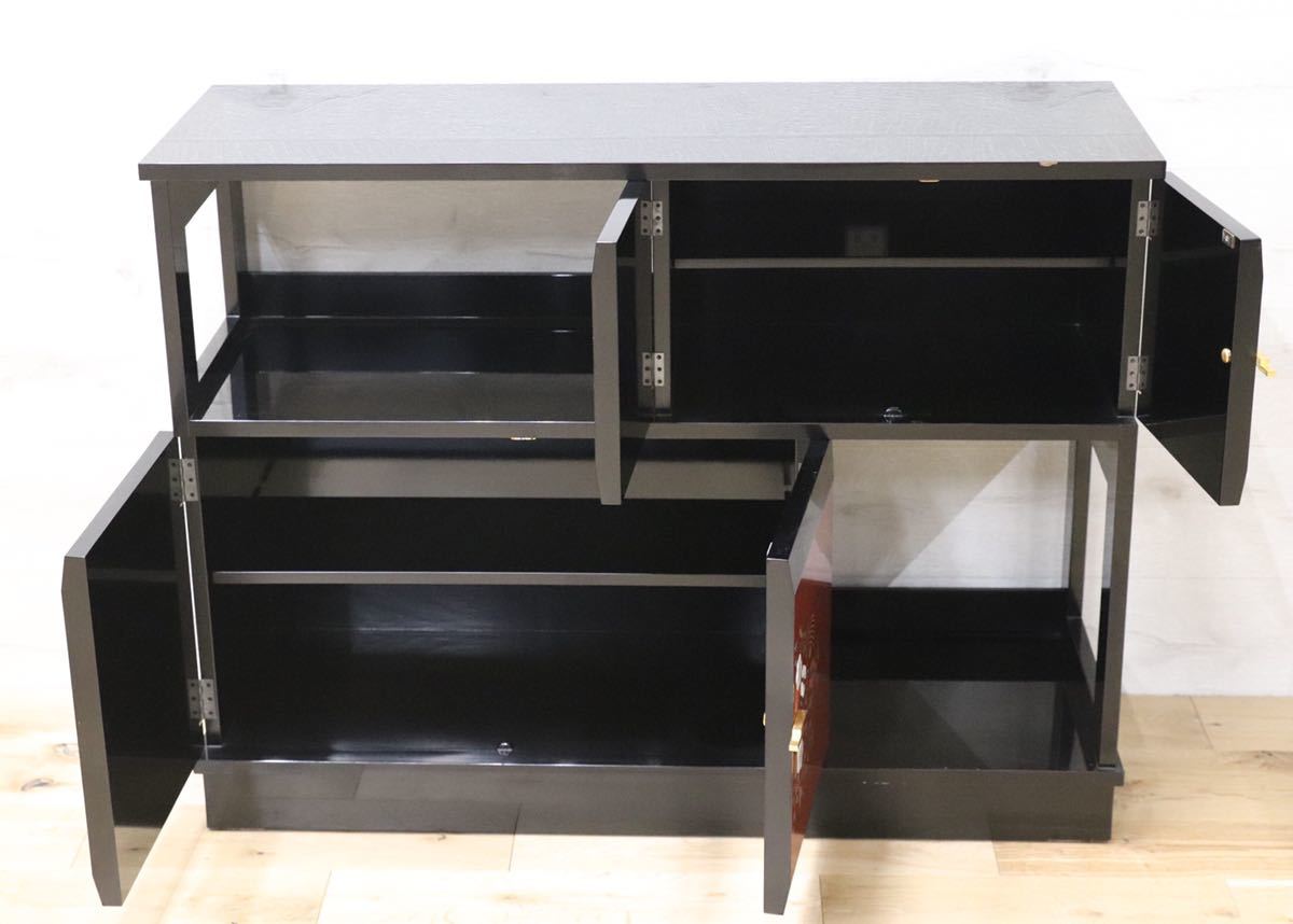 GMEK263○松山家具 最高級 茶棚 サイドボード 飾り棚 煎茶道具 和室 座敷 キャビネット 漆塗り 希少