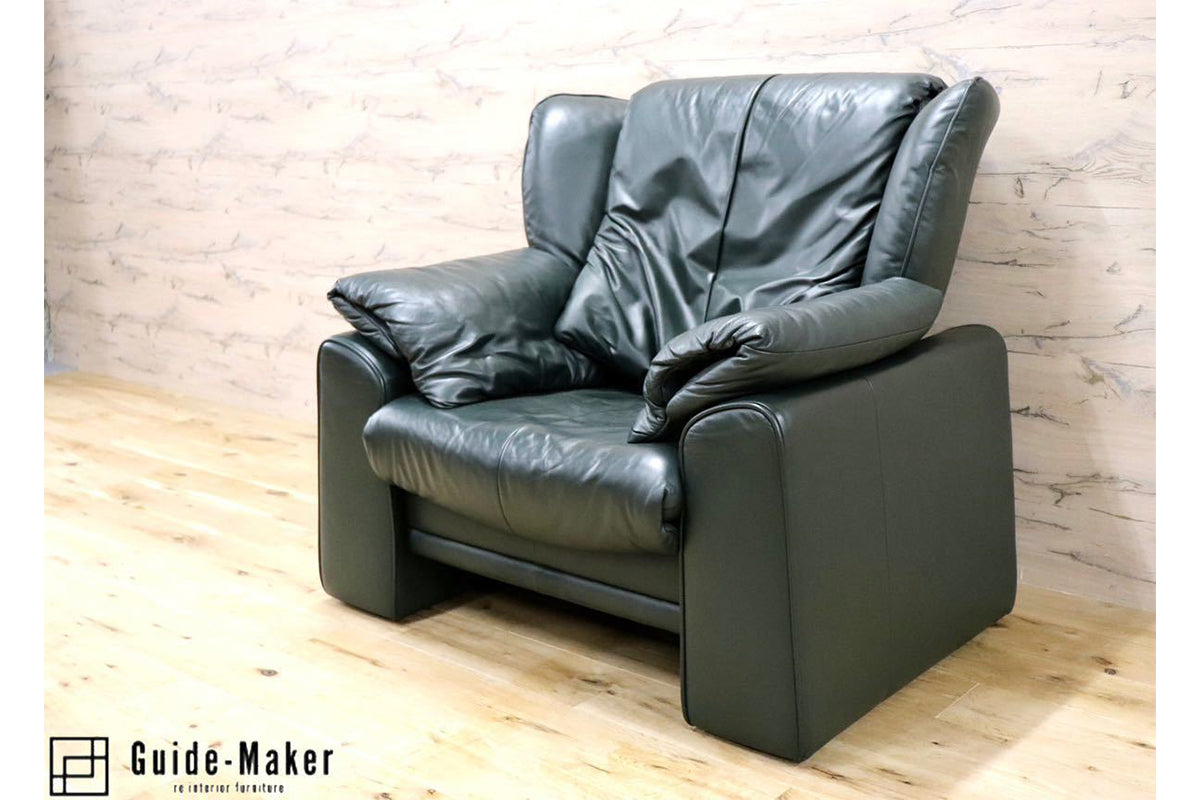 GMFH313C○erpo / エルポ Atlanta アトランタ 1人掛けソファ リクライニングソファ 総革 深緑 ドイツ フランスベッド 定価約38万