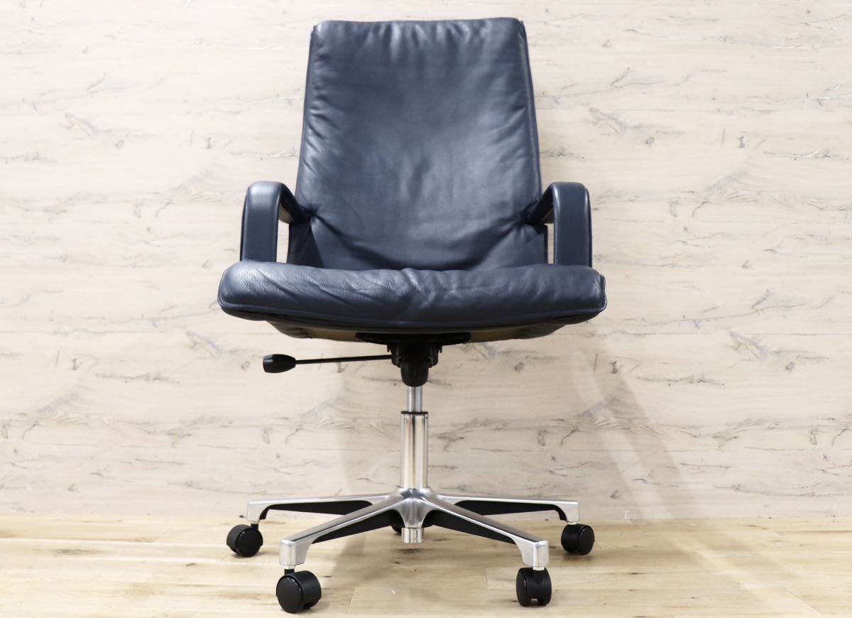 GMFK366B○mobilia / モビリア Alfred Kill International エグゼクティブチェア デスクチェア ハイバック 本革 希少 ヴィンテージ 約40万