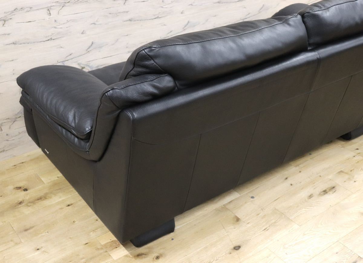 GMFN233○Natuzzi / ナツッジ EDITIONS レザーエディションズ 3人掛けソファ トリプルソファ 長椅子 総革 イタリア モダン ブラック