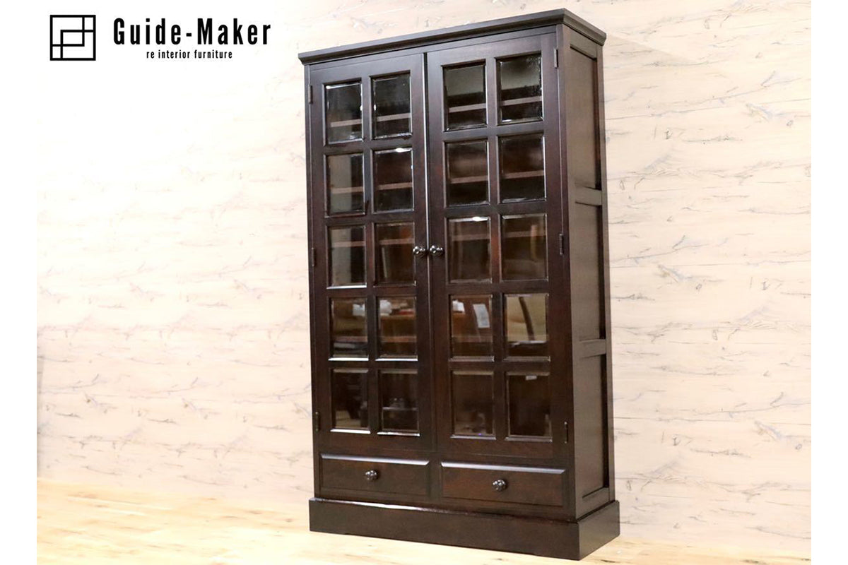 GMFK632○北海道民芸家具 本棚 本箱 キャビネット 飾り棚 食器棚 水屋棚 樺材 和家具 和モダン 定価約35万 美品