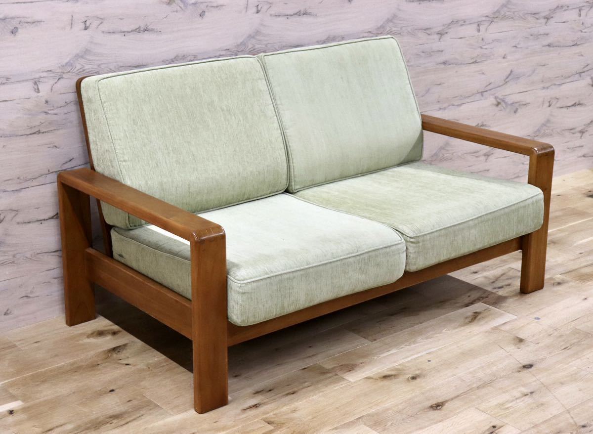 GMFK562○SCANTEAK / スキャンティーク IKON イコン 2人掛けソファ ラブソファ ファブリック グリーン チーク材 無垢 定価約18.5万