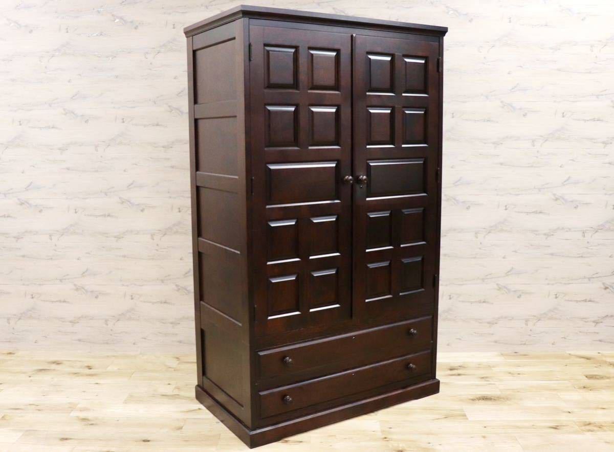 GMFK632○北海道民芸家具 クラレインテリア ワードローブ クローゼット 洋服タンス 整理箪笥 樺材 古民家 和室 アンティーク 定価約58万