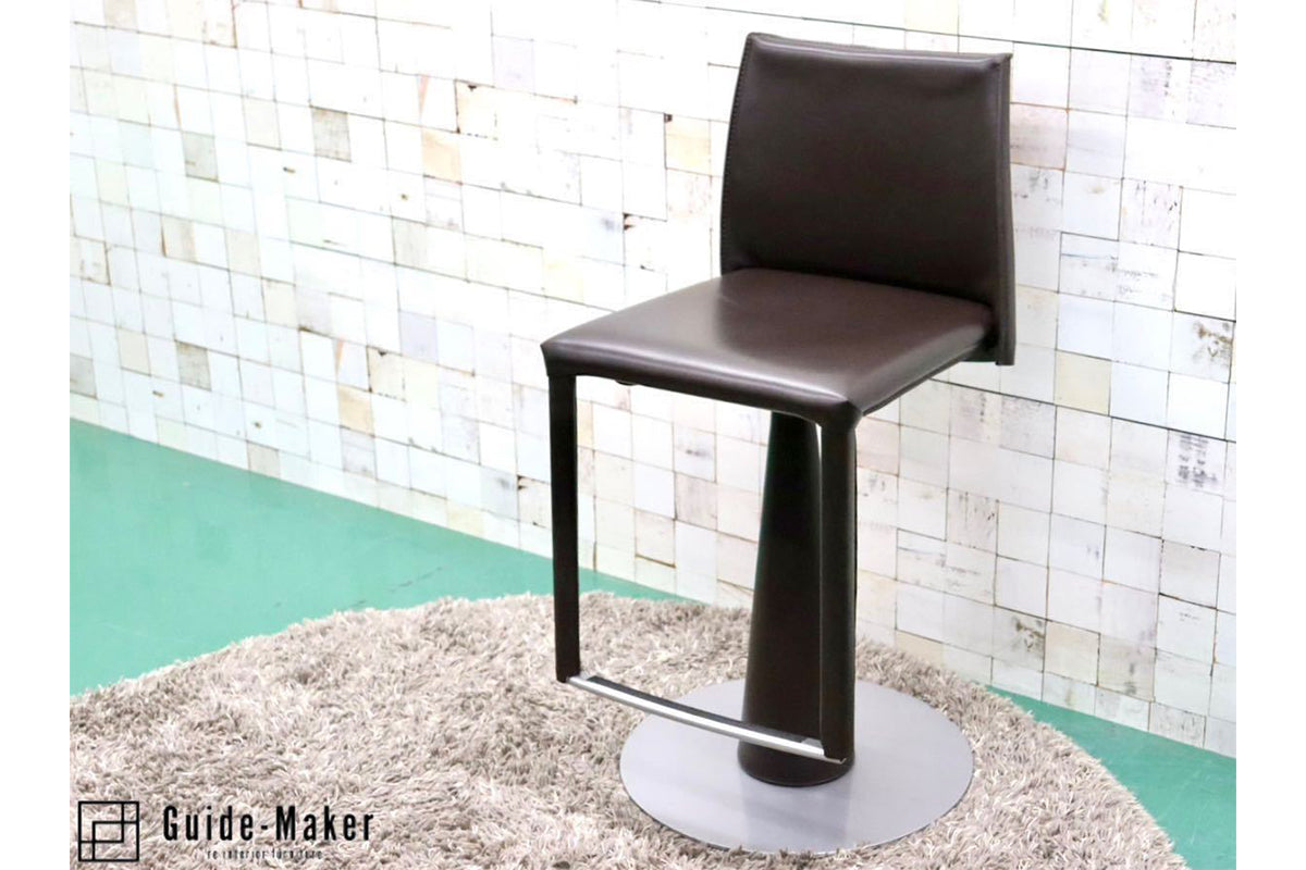 GMFS198C○Frag / フラッグ EVIA GP height-adjustable stool エビアハイアジャスタブルスツール 本革 イタリア モダン 廃番 定価約17.2万