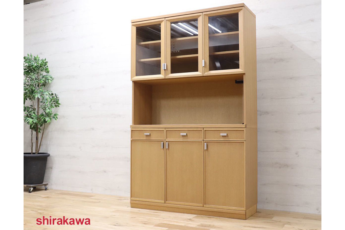 GMET125○シラカワ / shirakawa ダイニングボード 食器棚 カップボード キャビネット オーク材 北欧スタイル 展示未使用品 定価27.8万