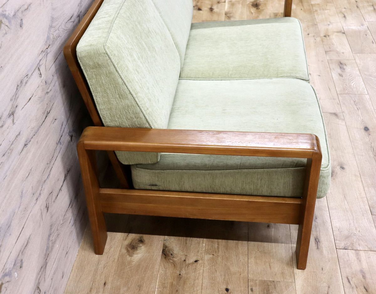 GMFK562○SCANTEAK / スキャンティーク IKON イコン 2人掛けソファ ラブソファ ファブリック グリーン チーク材 無垢 定価約18.5万