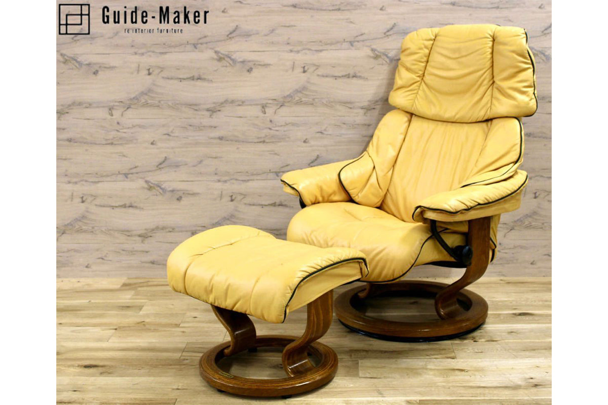 GMFK351○EKORNES / エコーネス Reno レノ ストレスレスチェア リクライニングチェア オットマン 北欧 ノルウェー ヴィンテージ リペア済み