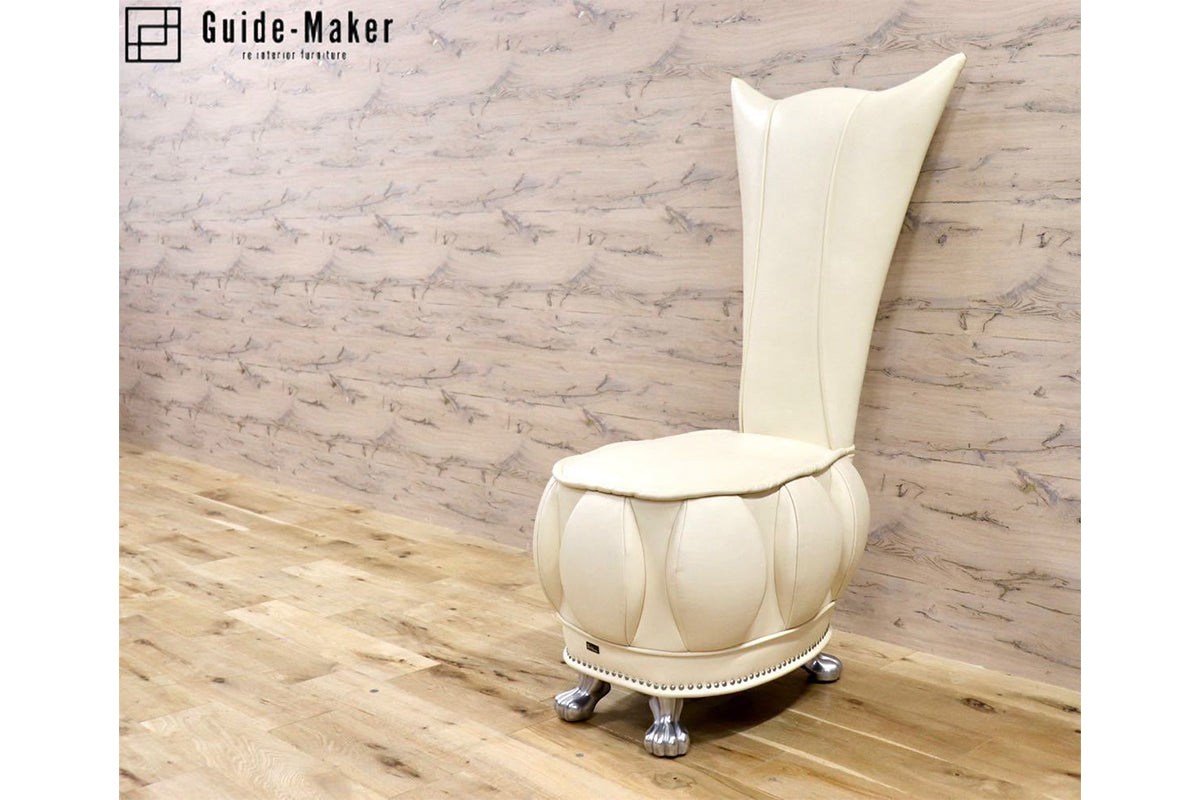 GMFH306A○Bretz / ブレッツ イージーチェア ラッキー ダイニングチェア ユーロカーサ取扱い ハイバック 総革 アイボリー ドイツ 希少