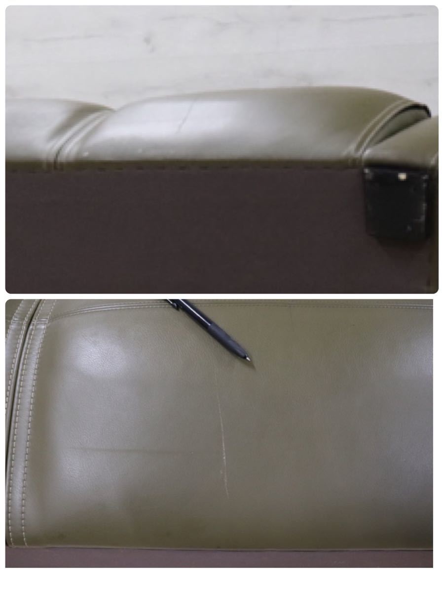 GMDN3 ○ 最高峰 domani / ドマーニ Excel-Life エクセルライフ トリプルソファ 3シーター 3人掛け 総革 モスグリーン 定価約80万 展示品