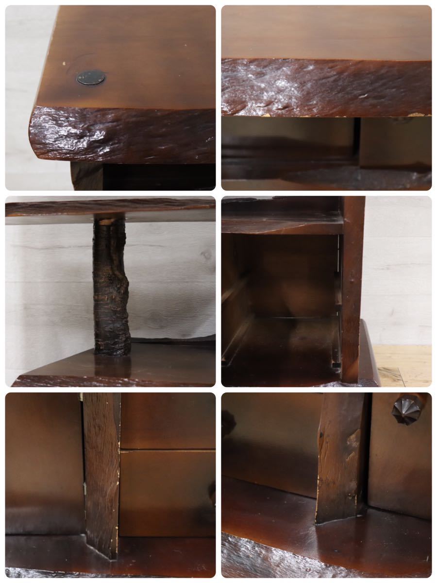 GMDHS62 ○ 桜材 総無垢 茶棚 飾り棚 サイドボード 和室 座敷 和家具 煎茶道具 年代物 工芸品