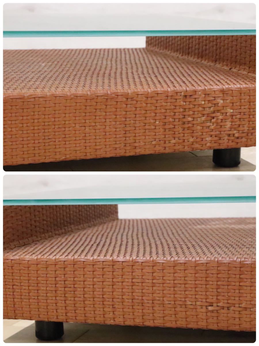 GMDK521○ arflex / アルフレックス A Teble a テーブル リビング ーテーブル ガラス×水牛革 定価約30万 イタリア モダン