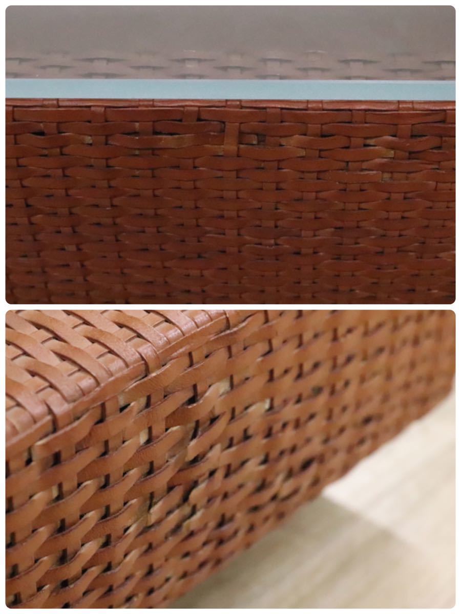 GMDK521○ arflex / アルフレックス A Teble a テーブル リビング ーテーブル ガラス×水牛革 定価約30万 イタリア モダン