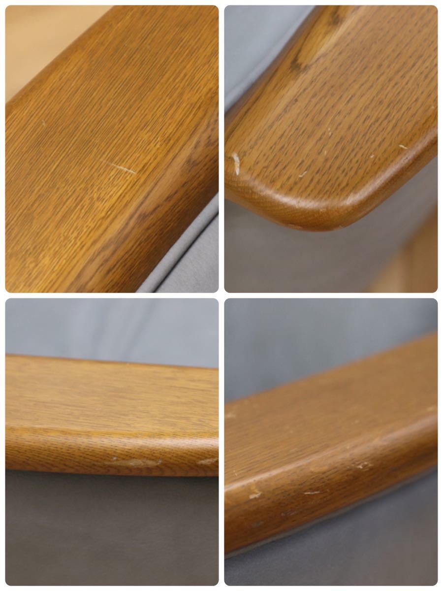 GMET73○浜本工芸 / HAMAMOTO シングルソファ パーソナルチェア 本革 ソファ 水色 国産家具 楢材 モダン 定価約15万