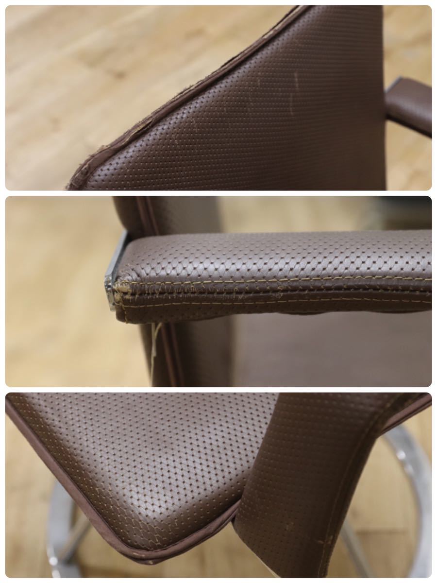 GMEK259C○Saporiti Italia / サポリティ イタリア 回転式 レザーチェア 高級 モダン 希少 ヴィンテージ 椅子 アームチェア