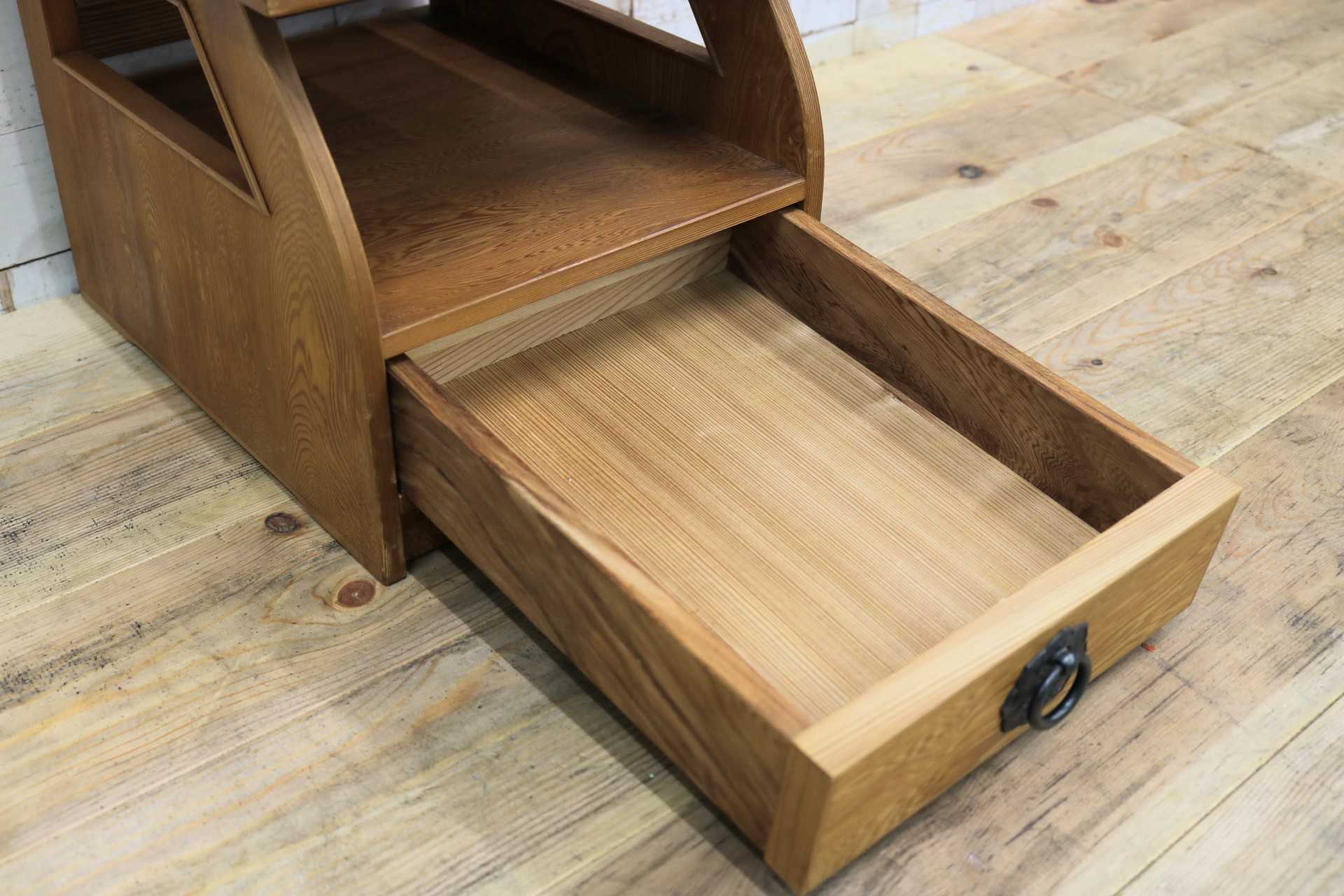 GMIK254◯世界遺産屋久杉 花台 電話台 飾り台 引き出し 収納家具 アンティーク 昭和レトロ 希少
