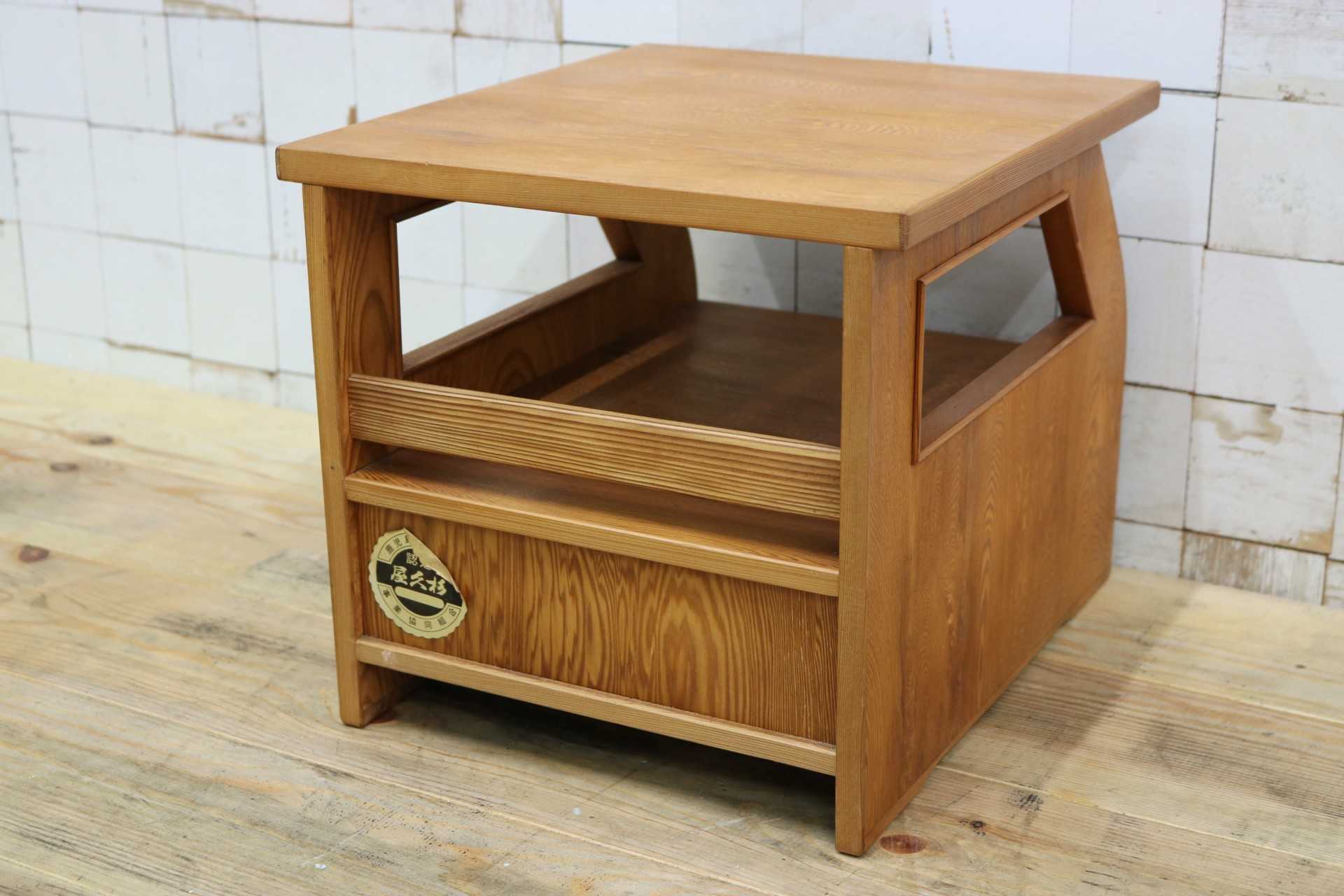 GMIK254◯世界遺産屋久杉 花台 電話台 飾り台 引き出し 収納家具 アンティーク 昭和レトロ 希少