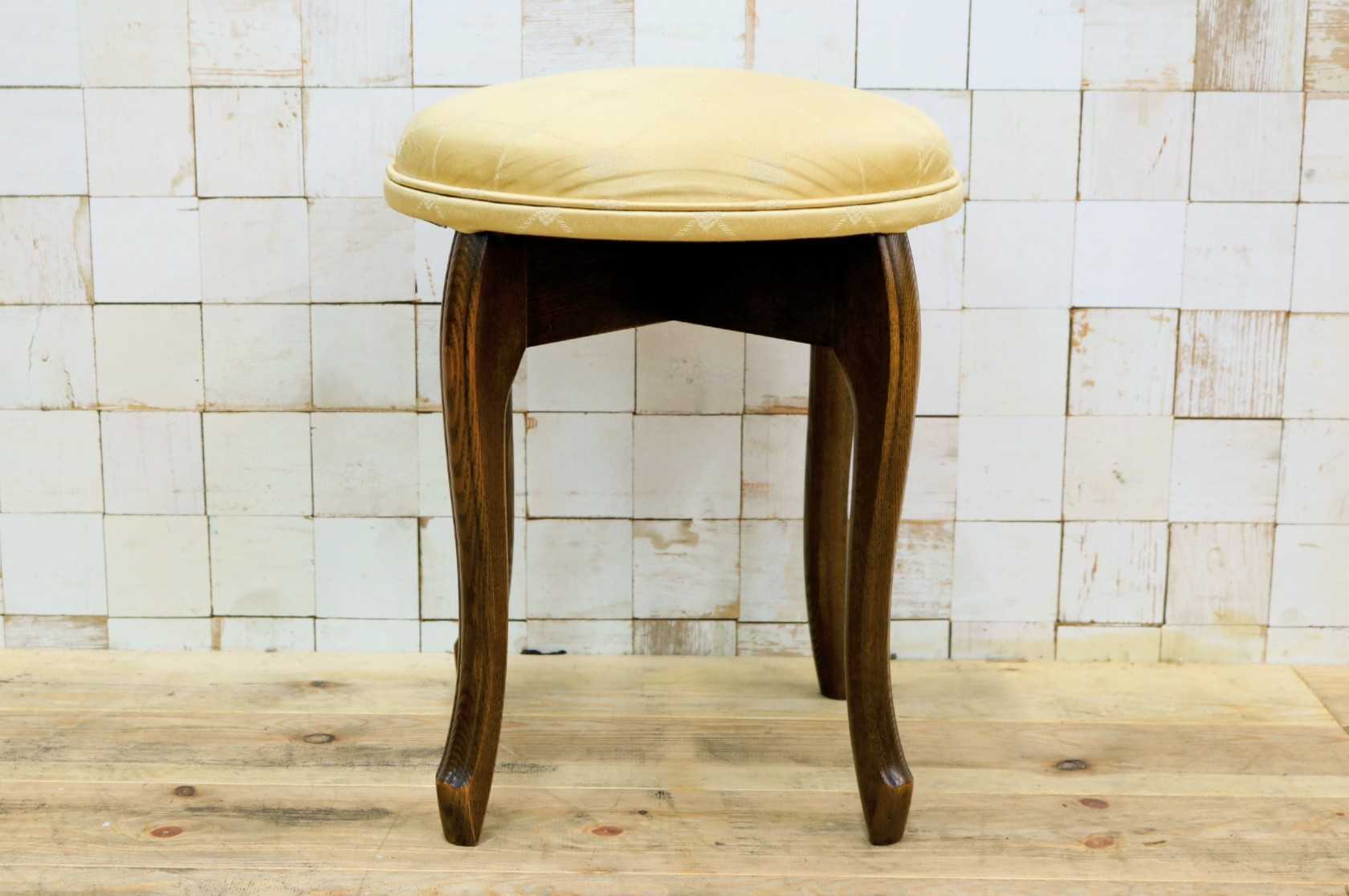 GMIS298A○松永工房 Continue カンティーニュ スツール 丸椅子 猫脚 アンティーク ヴィンテージ クラシカル ファブリック 定価約5万