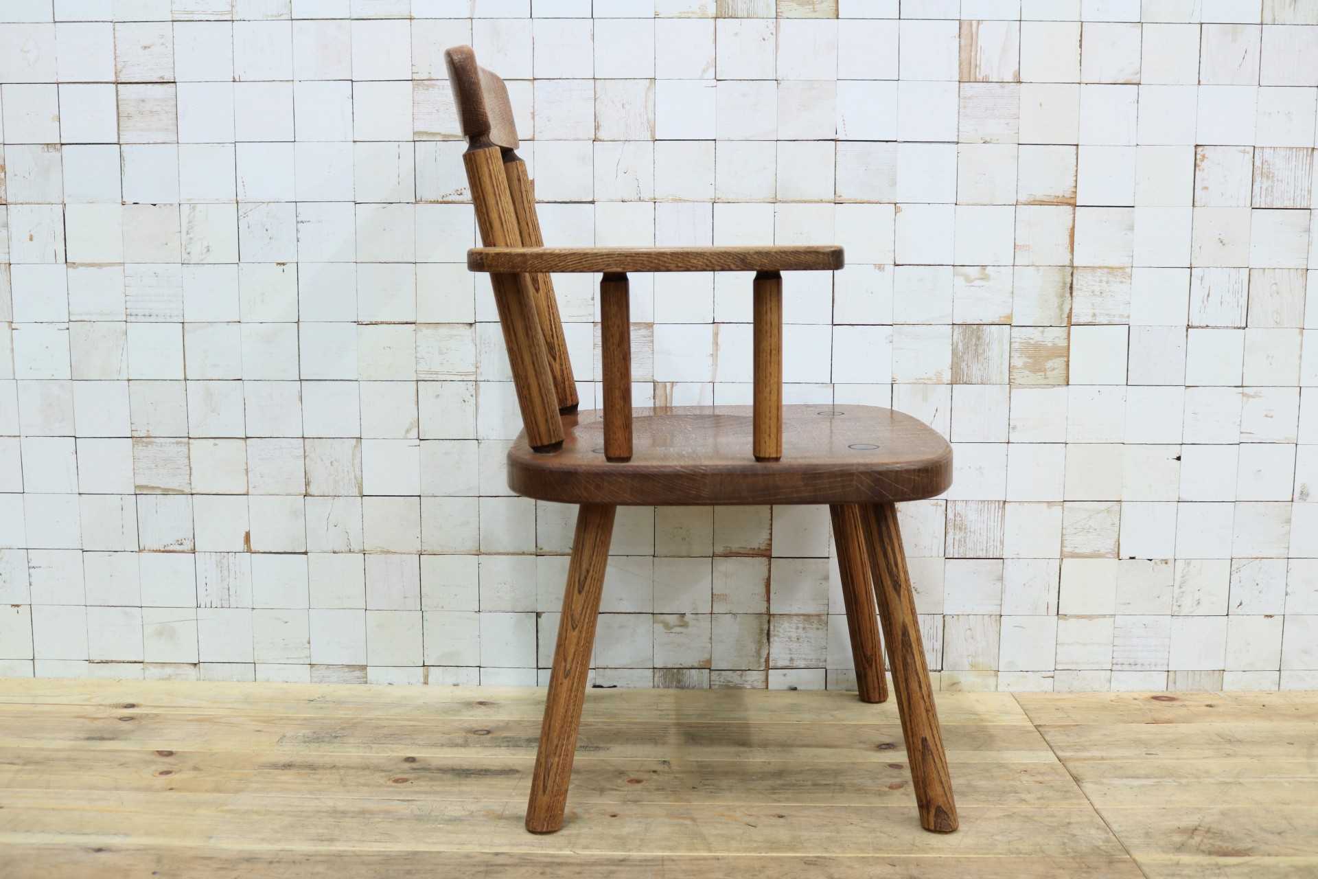 GMIO253A◯矢澤金太郎 逸品 ダイニングチェア アームチェア 椅子 無垢材 作家 工房 家具 カントリー