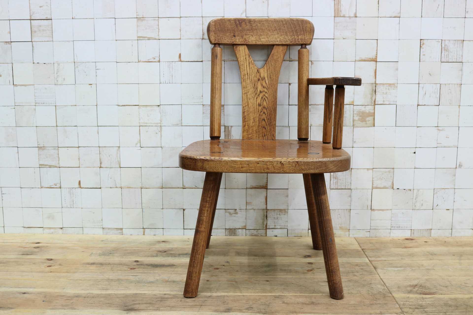 GMIO253B◯矢澤金太郎 逸品 ダイニングチェア アームチェア 椅子 無垢材 作家 工房 家具 カントリー