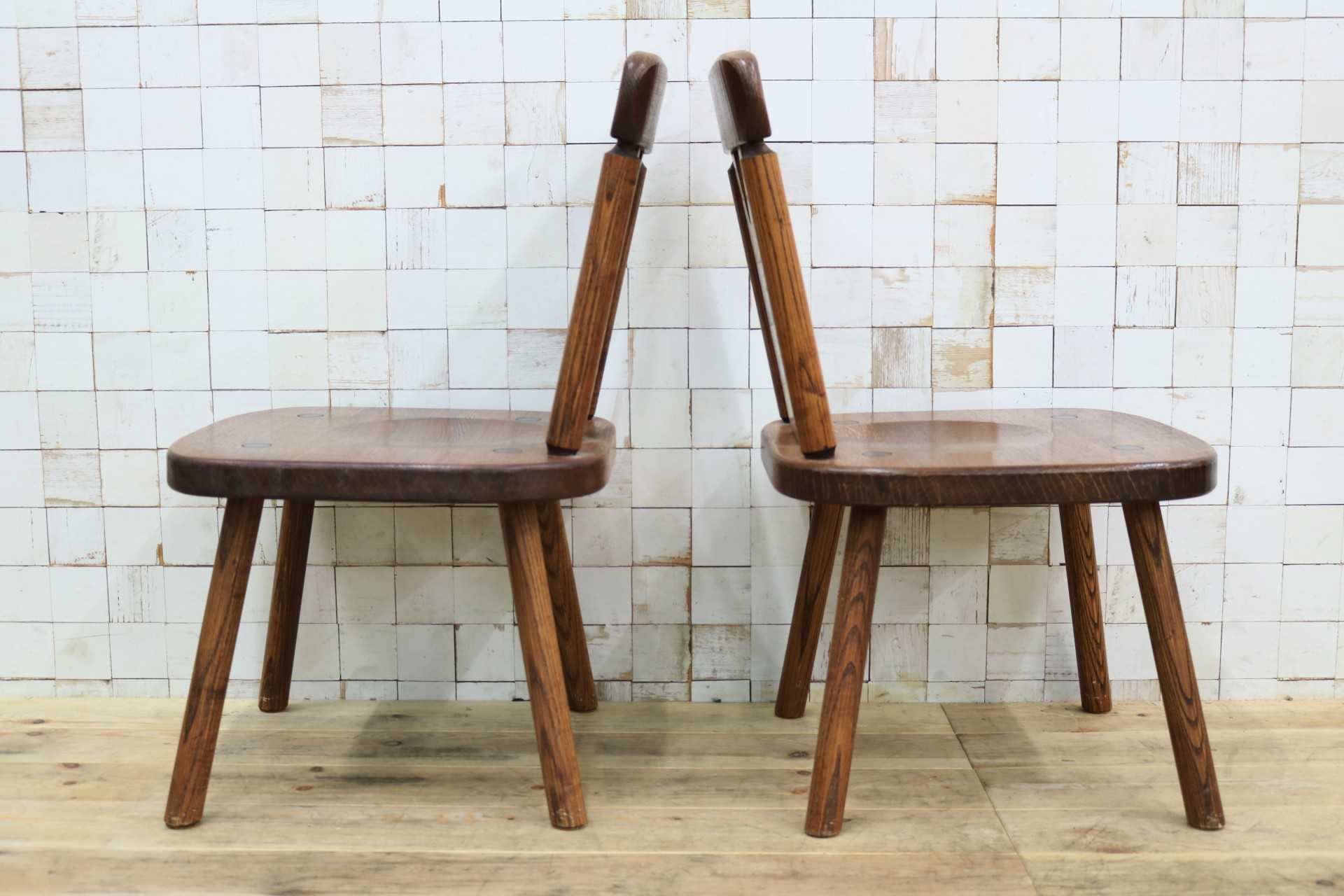 GMIO253C◯矢澤金太郎 逸品 ダイニングチェア 2脚 アームレスチェア 椅子 無垢材 作家 工房 家具 カントリー