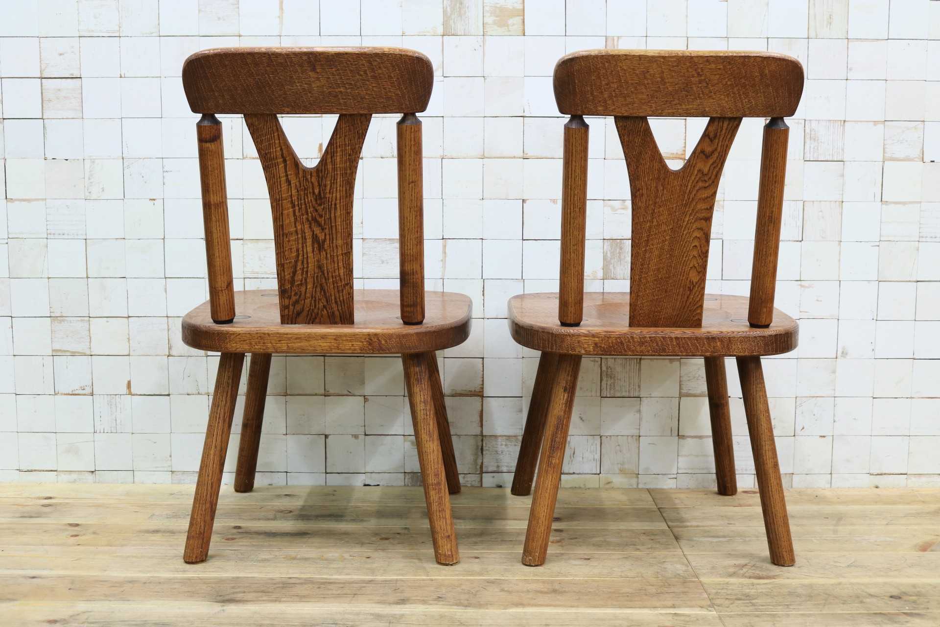 GMIO253C◯矢澤金太郎 逸品 ダイニングチェア 2脚 アームレスチェア 椅子 無垢材 作家 工房 家具 カントリー