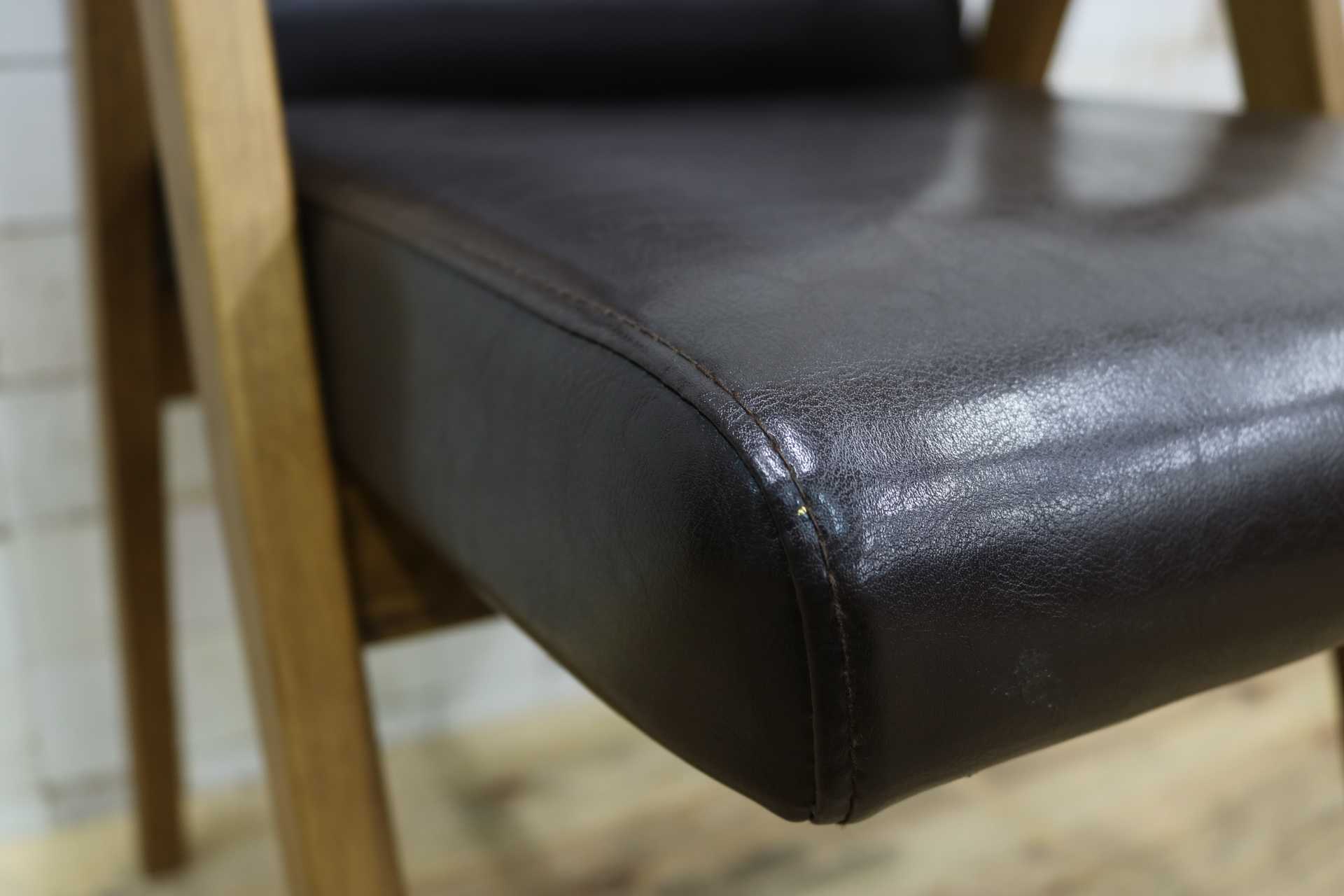 GMIK602◯unico / ウニコ デール DALE ダイニングチェア 食卓椅子 アームチェア ダークブラウン レザー 北欧スタイル 約3.1万 未使用B品