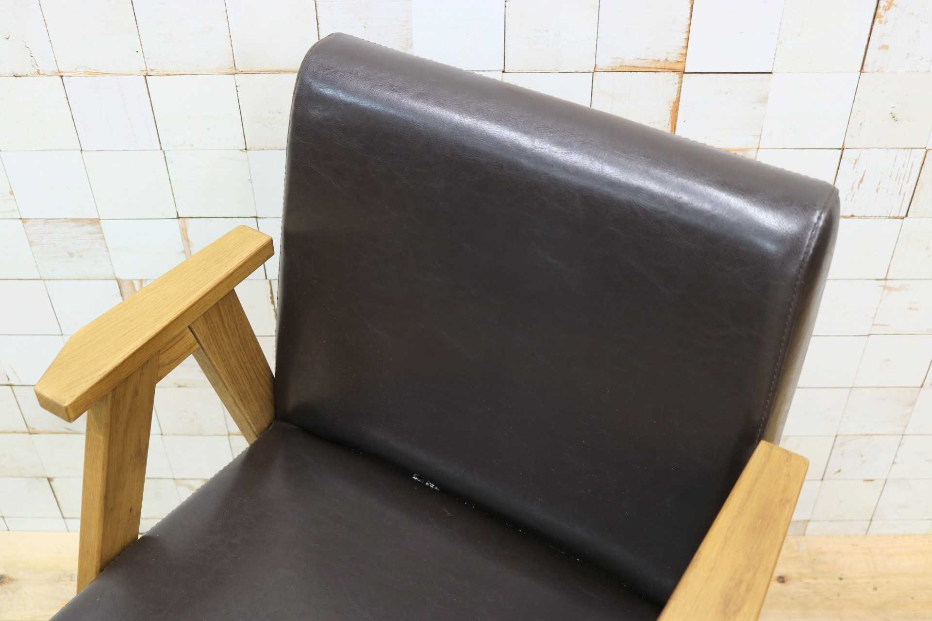 GMIK602◯unico / ウニコ デール DALE ダイニングチェア 食卓椅子 アームチェア ダークブラウン レザー 北欧スタイル 約3.1万 未使用B品