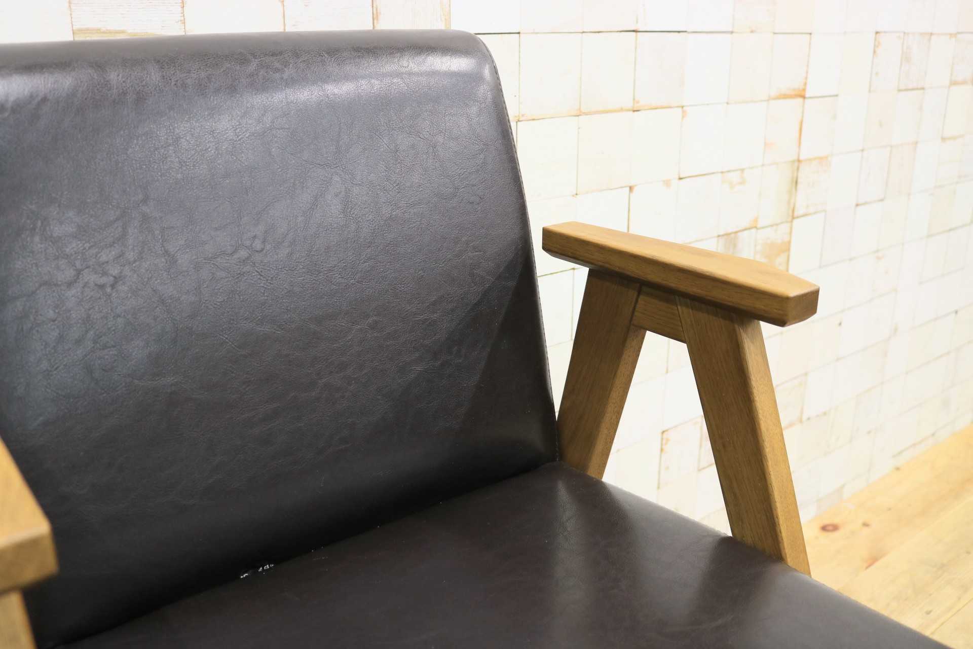 GMIK602◯unico / ウニコ デール DALE ダイニングチェア 食卓椅子 アームチェア ダークブラウン レザー 北欧スタイル 約3.1万 未使用B品