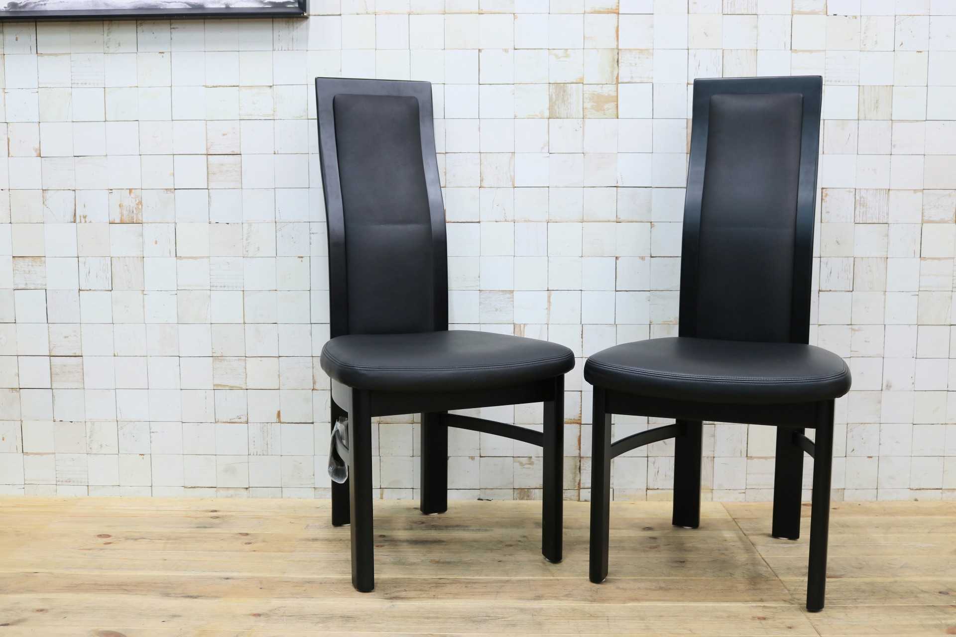 GMIK661A◯karimoku / カリモク CE35 ダイニングチェア 2脚セット ハイバックチェア 本革 スタイリッシュ モダン シンプル 国産家具 展示品