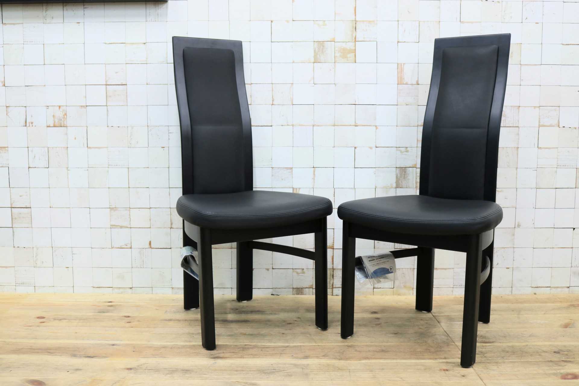 GMIK661B◯karimoku / カリモク CE35 ダイニングチェア 2脚セット ハイバックチェア 本革 スタイリッシュ モダン シンプル 国産家具 展示品