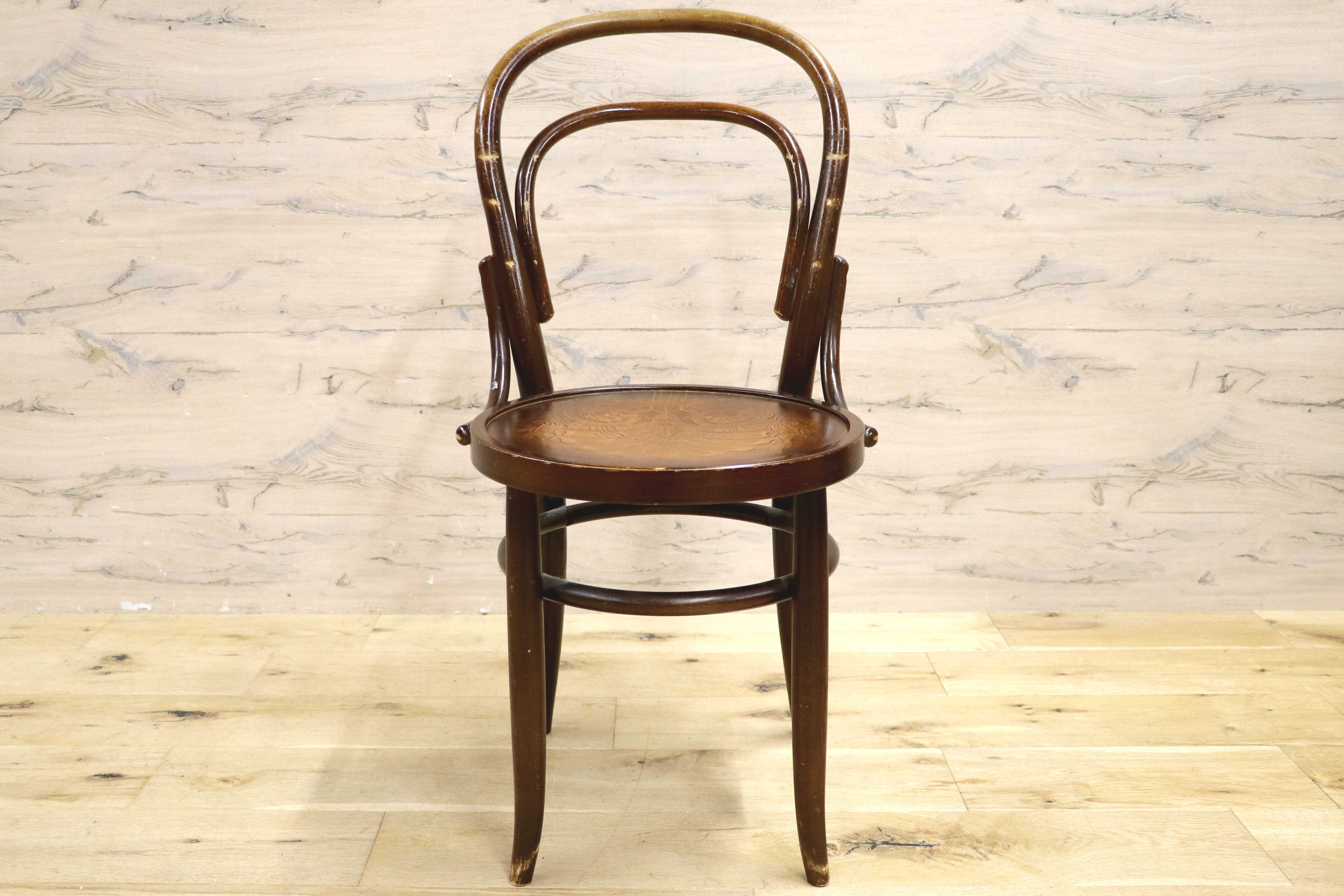 GMIH287C○秋田木工 / AKIMOKU IDC大塚家具 ダイニングチェア 曲木 彫刻 ベントウッド 木製 ダブルループ 椅子 アームレス ヴィンテージ