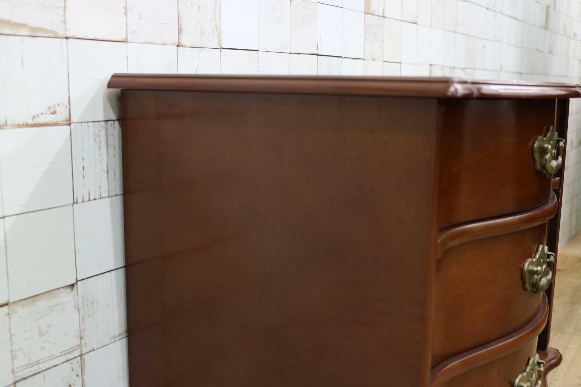 GMJK35B◯アンティーク サイドチェスト サイドボード キャビネット 3段チェスト 収納家具 電話台 飾り台 ヨーロピアン 猫脚 エレガント