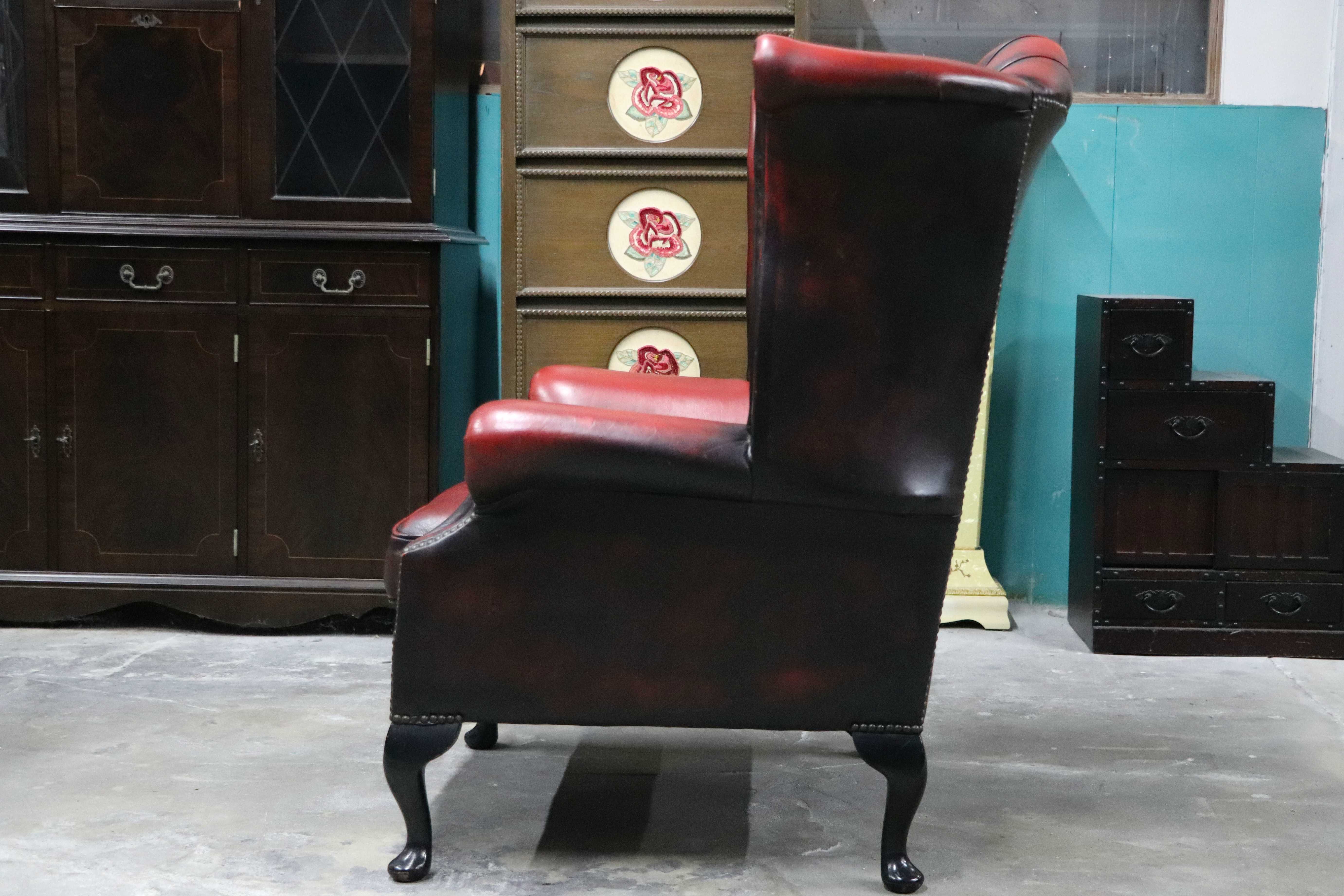 GMIO290A○チェスターフィールド ウィングバックチェア 1人掛けソファ シングルソファ 本革 英国 クラシック ヨーロピアン ヴィンテージ