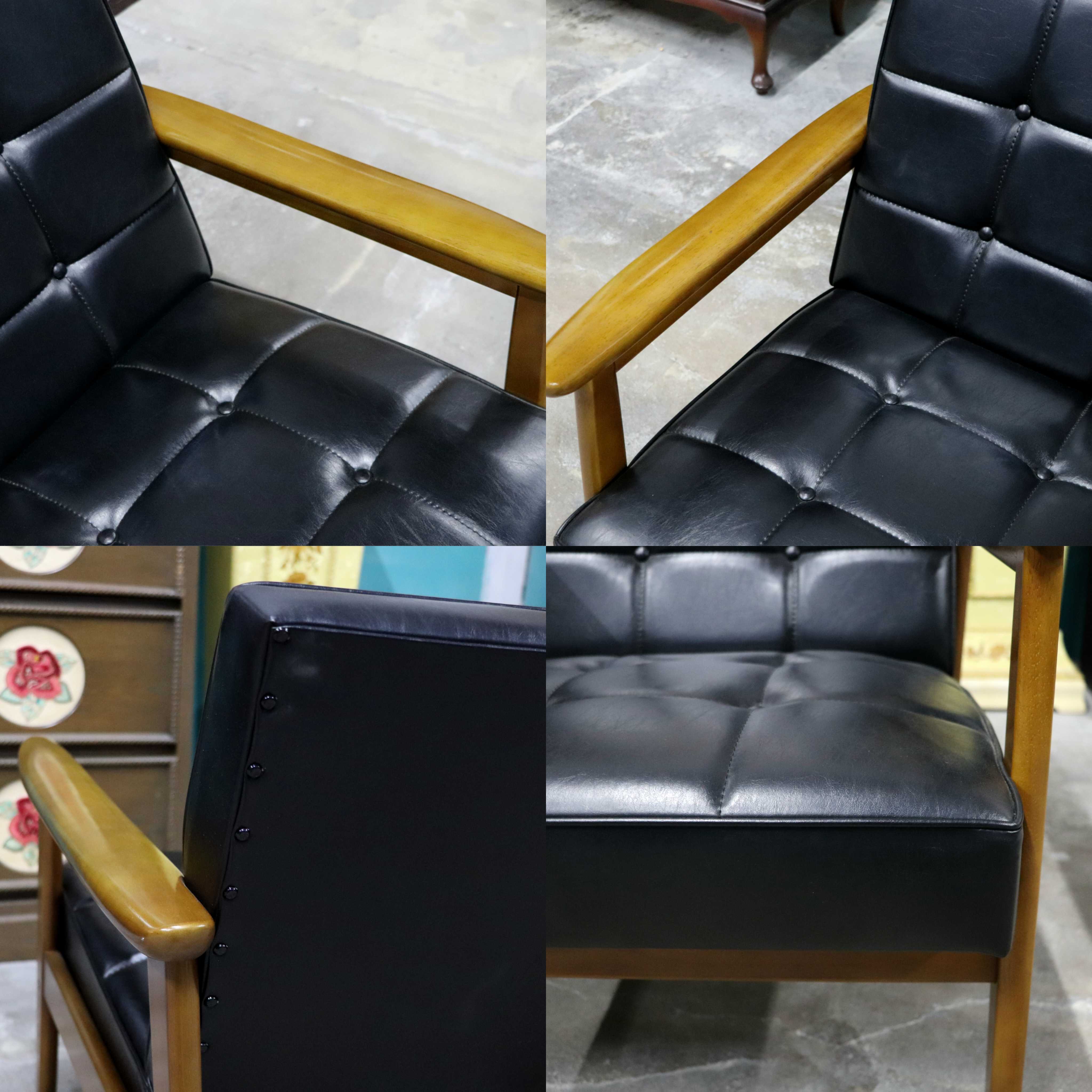 GMIK650B○カリモク60 Kチェア 1シーター スタンダードブラック 合皮 ラウンジチェア 肘掛け椅子 シングルソファ 展示品