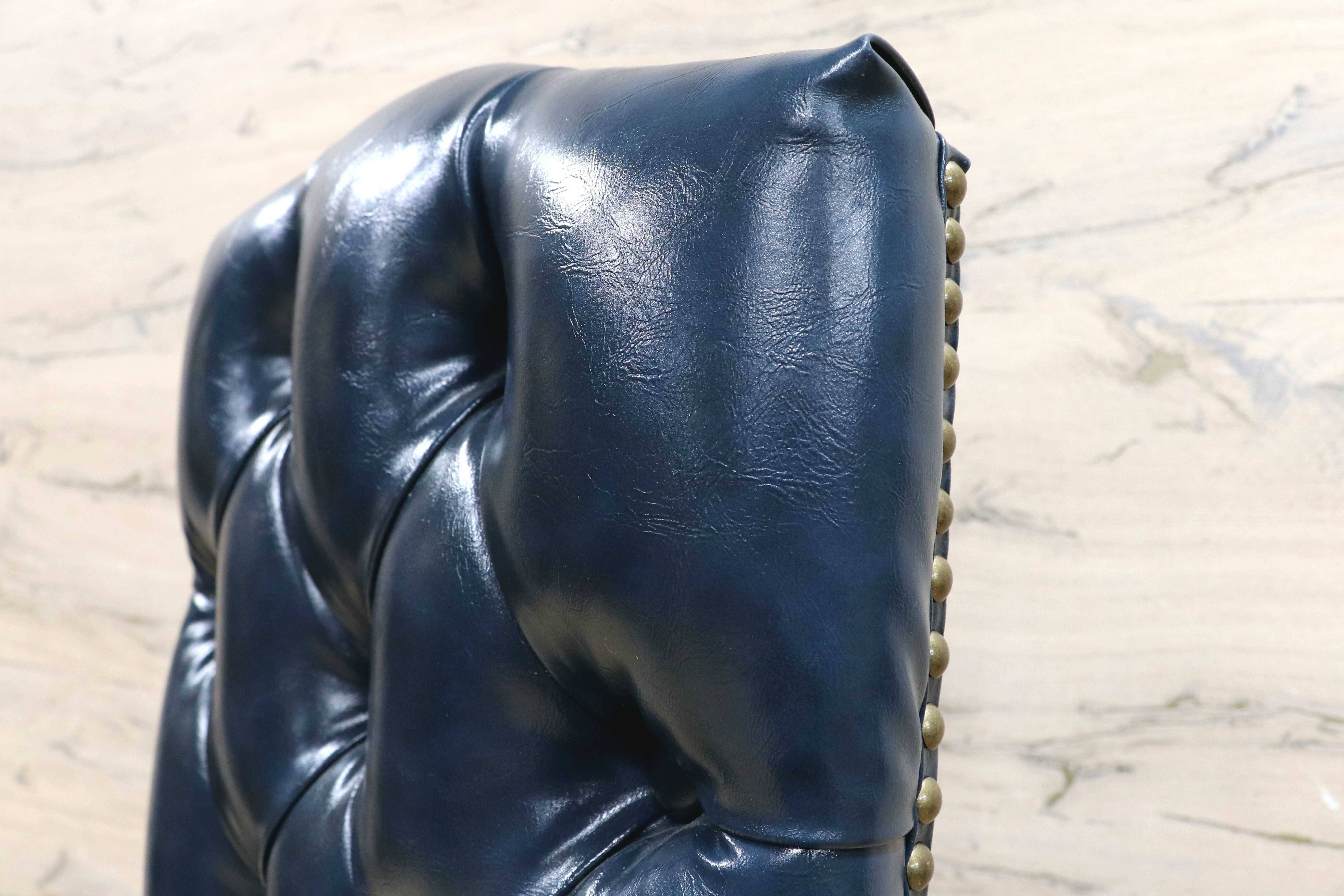 GMIK687A○VINCENT / ヴィンセント ダイニングチェア 食卓椅子 ハイバック 英国調 合皮 ヨーロピアン クラシック ブルー 定価約3.5万