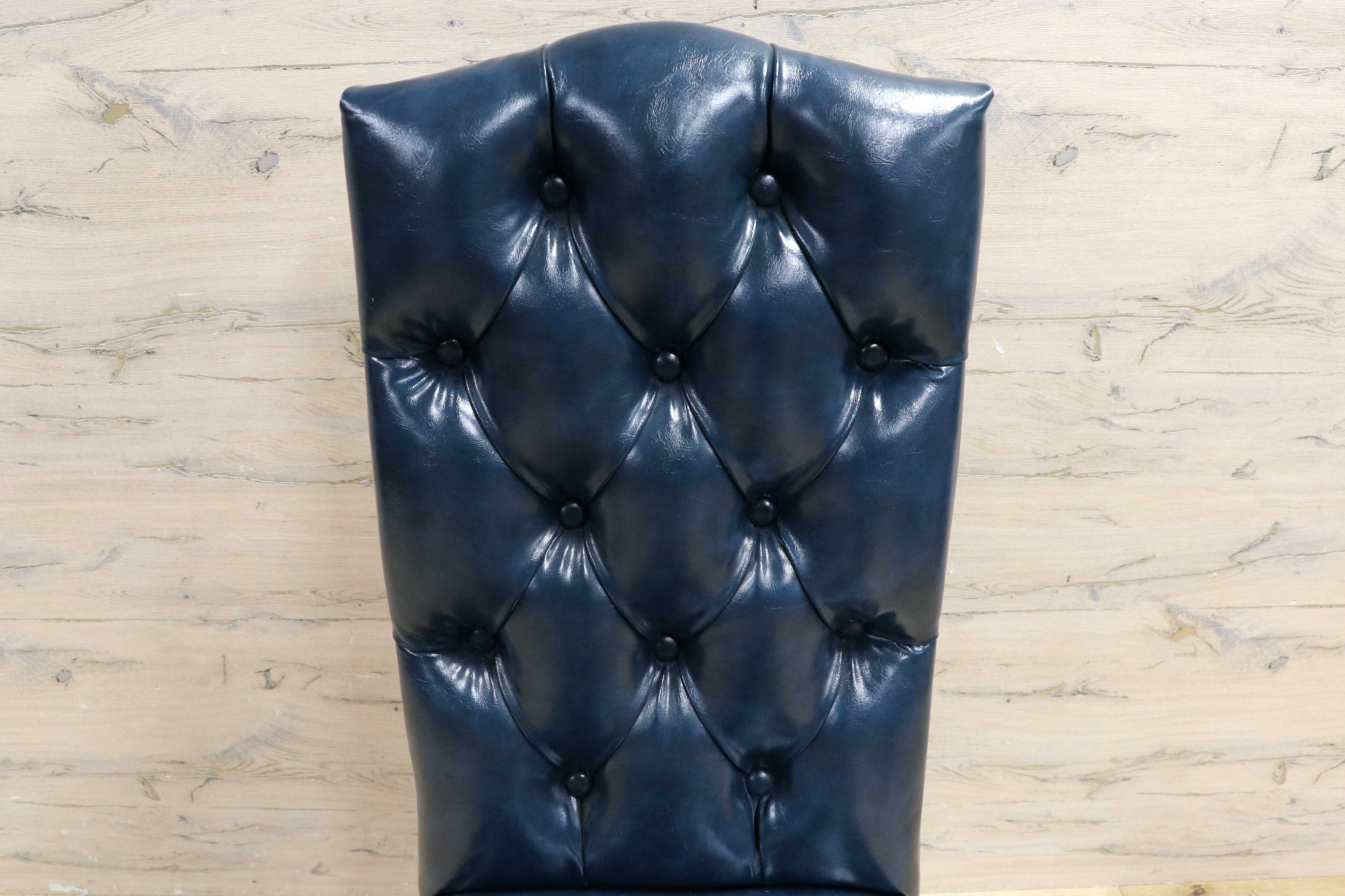 GMIK687A○VINCENT / ヴィンセント ダイニングチェア 食卓椅子 ハイバック 英国調 合皮 ヨーロピアン クラシック ブルー 定価約3.5万