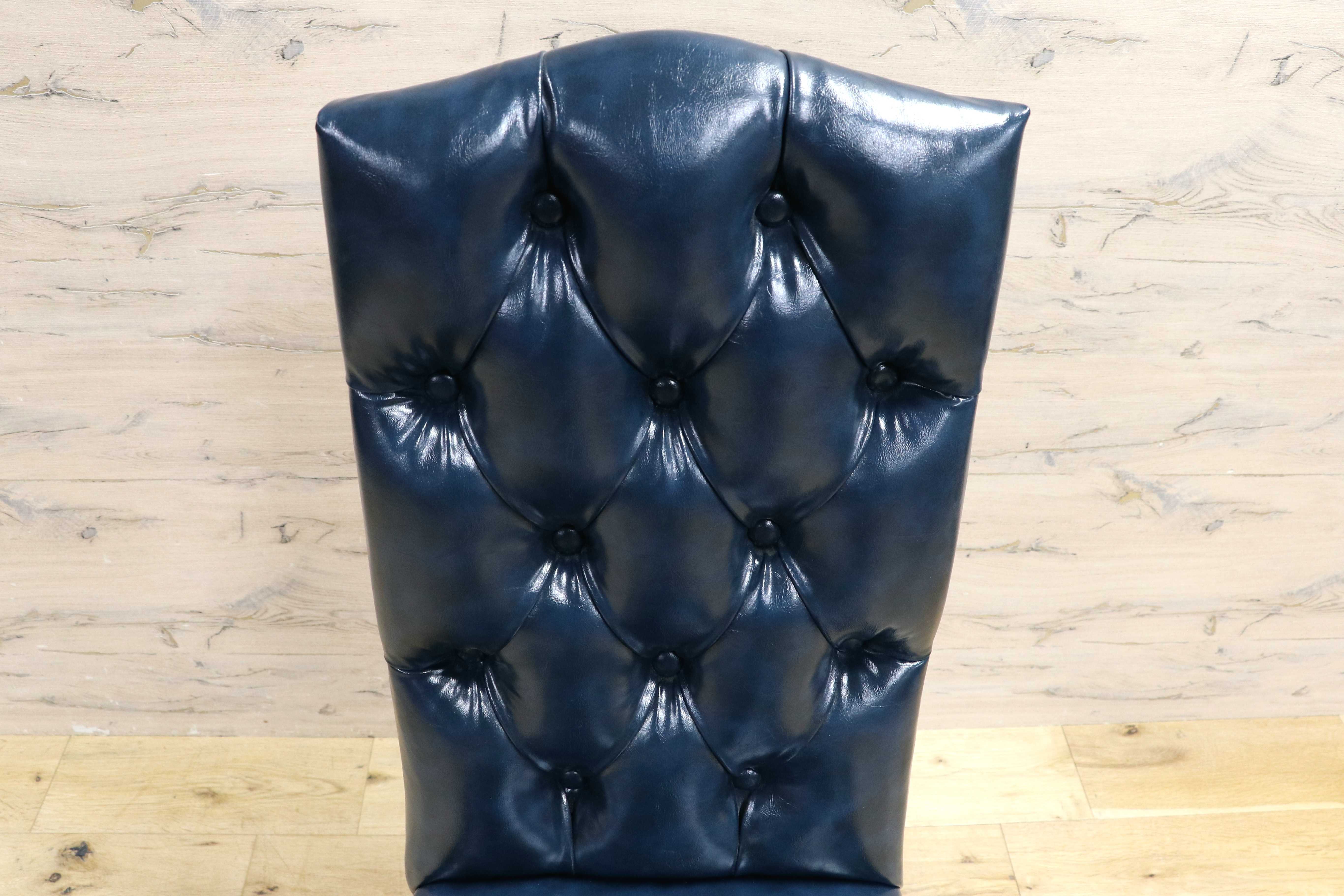 GMIK687B○VINCENT / ヴィンセント ダイニングチェア 食卓椅子 ハイバック 英国調 合皮 ヨーロピアン クラシック ブルー 定価約3.5万