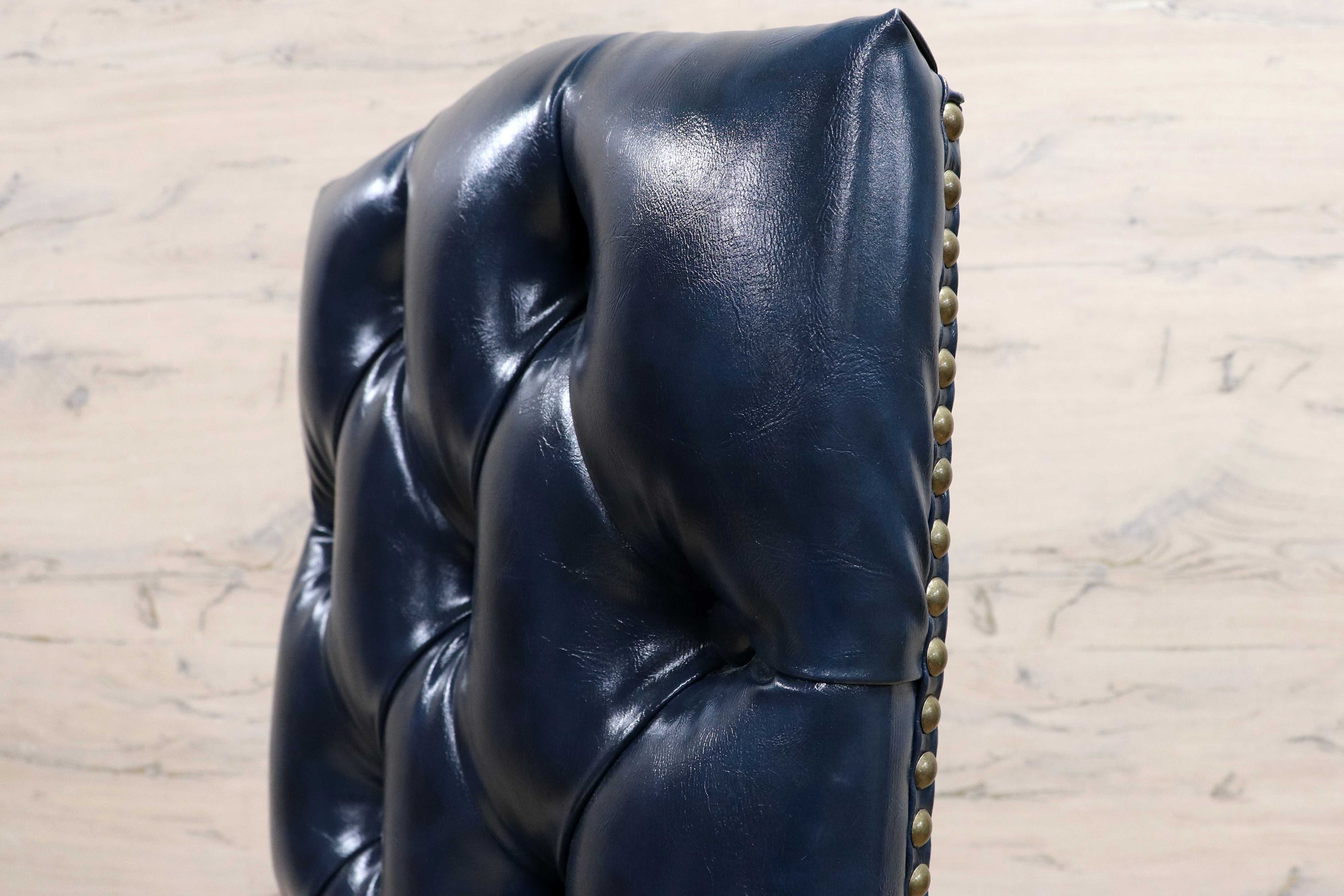 GMIK687B○VINCENT / ヴィンセント ダイニングチェア 食卓椅子 ハイバック 英国調 合皮 ヨーロピアン クラシック ブルー 定価約3.5万