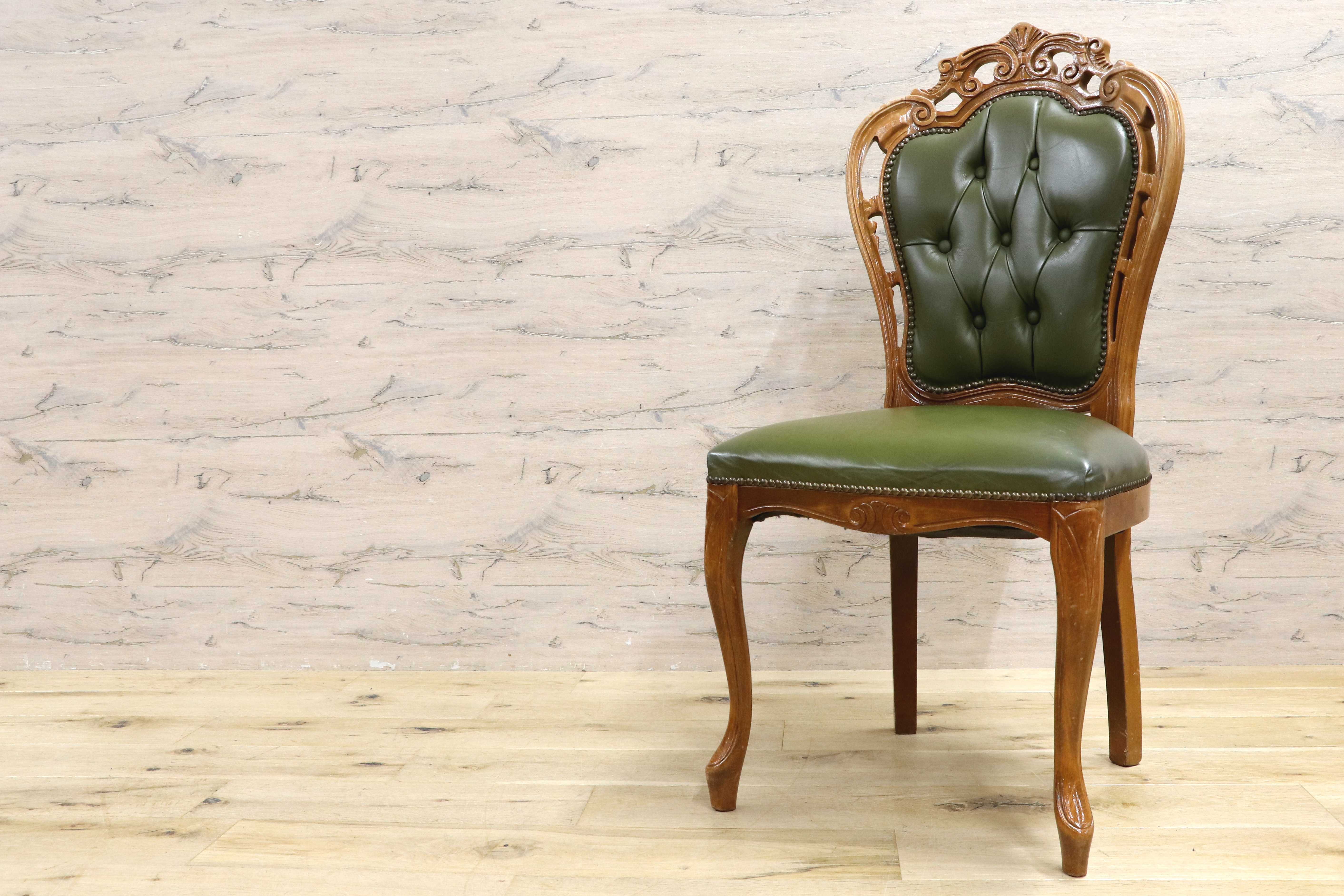 GMIH328A○イタリア ヴィンテージ ヨーロピアン ヴェローナクラシック ダイニングチェア 革張り 猫脚 ヨーロッパ家具 アンティーク