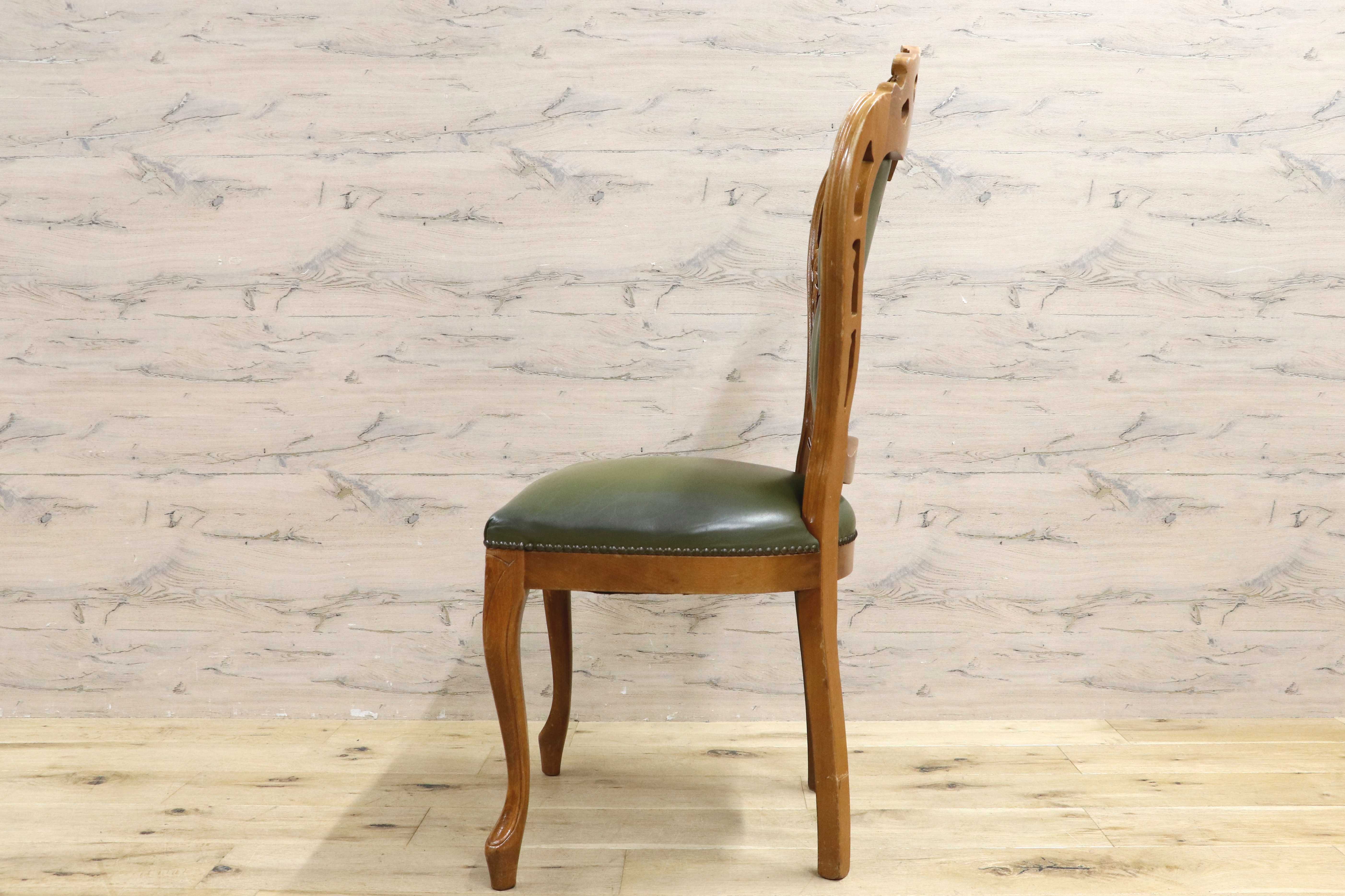 GMIH328A○イタリア ヴィンテージ ヨーロピアン ヴェローナクラシック ダイニングチェア 革張り 猫脚 ヨーロッパ家具 アンティーク