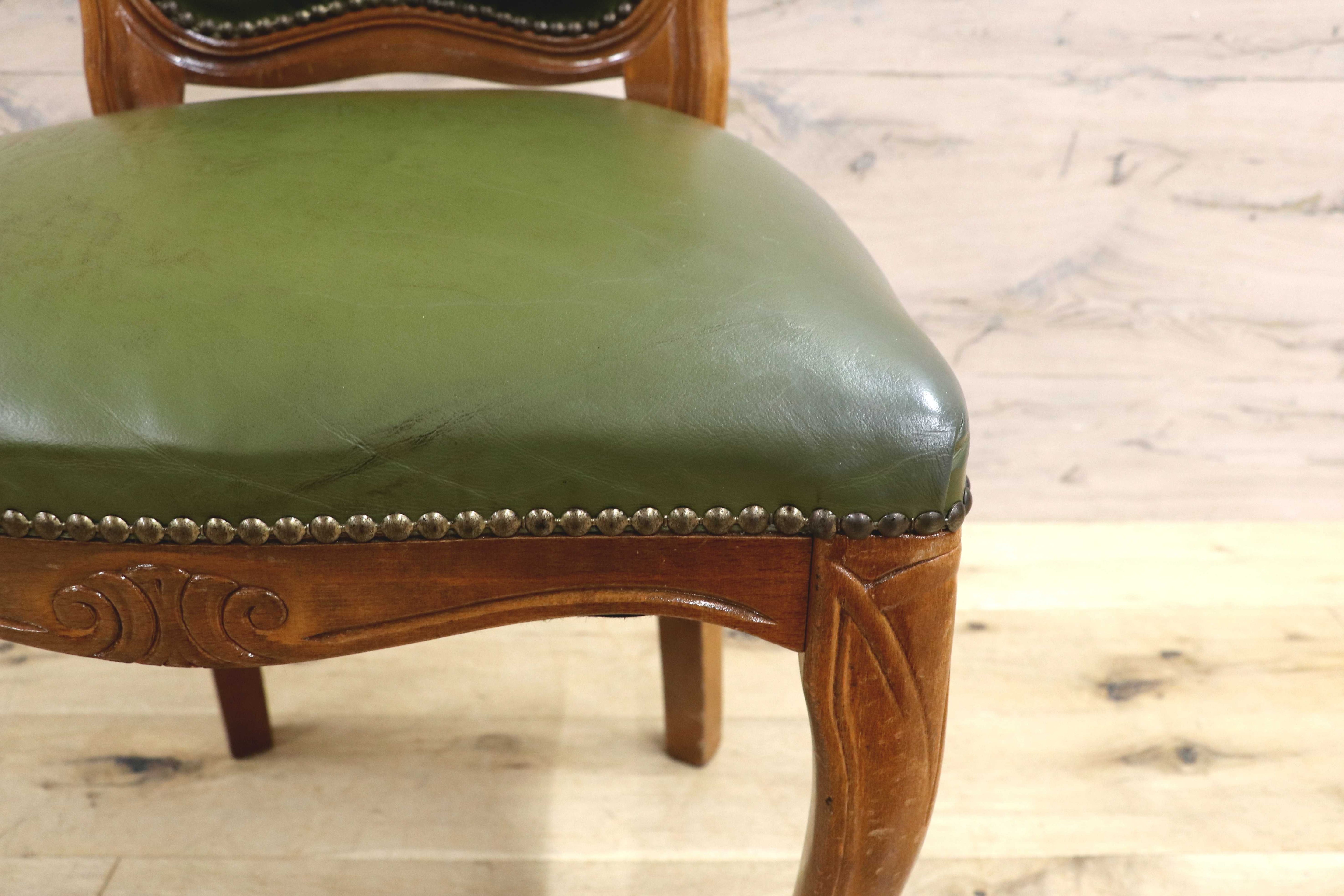 GMIH328A○イタリア ヴィンテージ ヨーロピアン ヴェローナクラシック ダイニングチェア 革張り 猫脚 ヨーロッパ家具 アンティーク