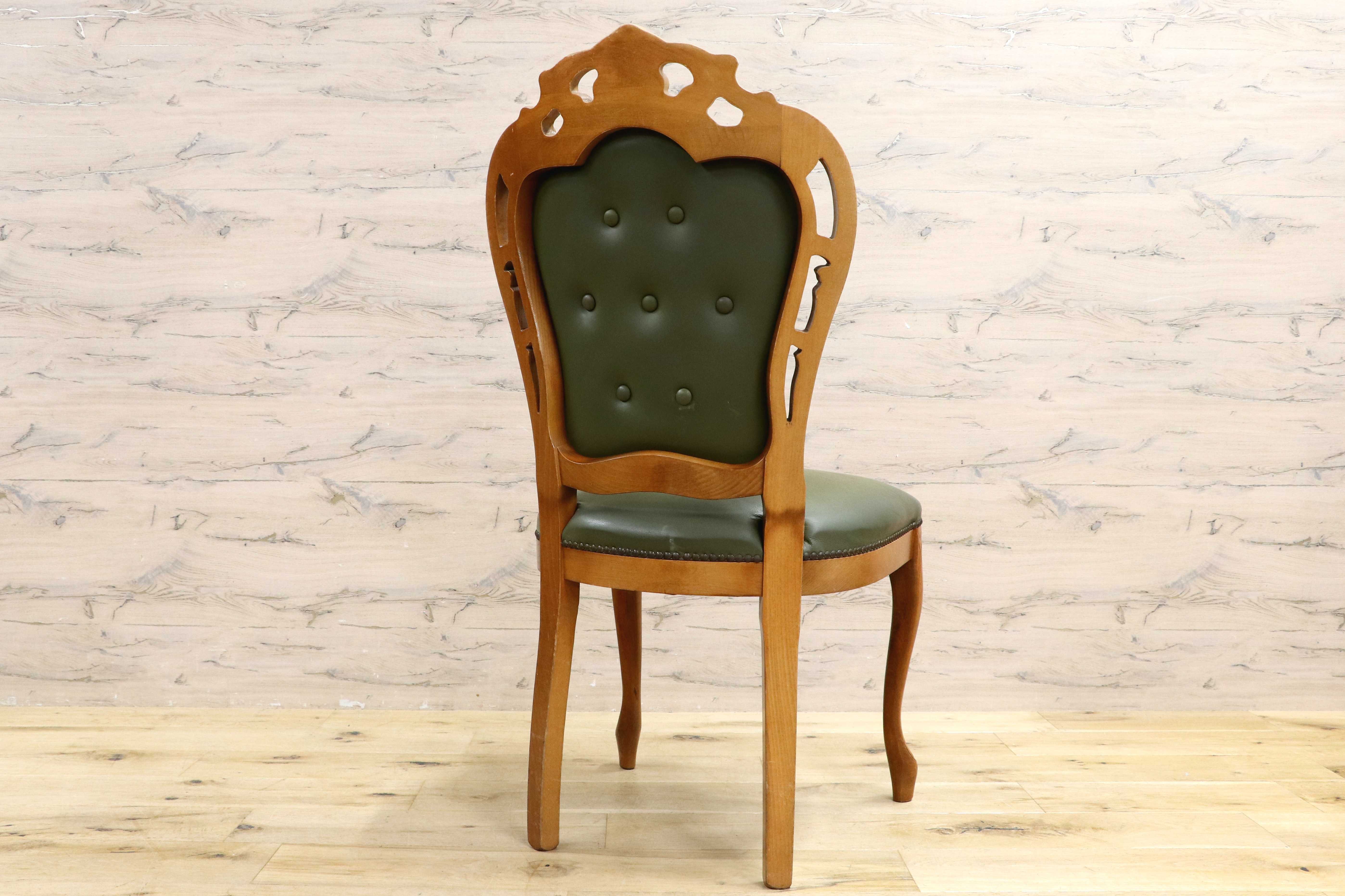 GMIH328B○イタリア ヴィンテージ ヨーロピアン ヴェローナクラシック ダイニングチェア 革張り 猫脚 ヨーロッパ家具 アンティーク